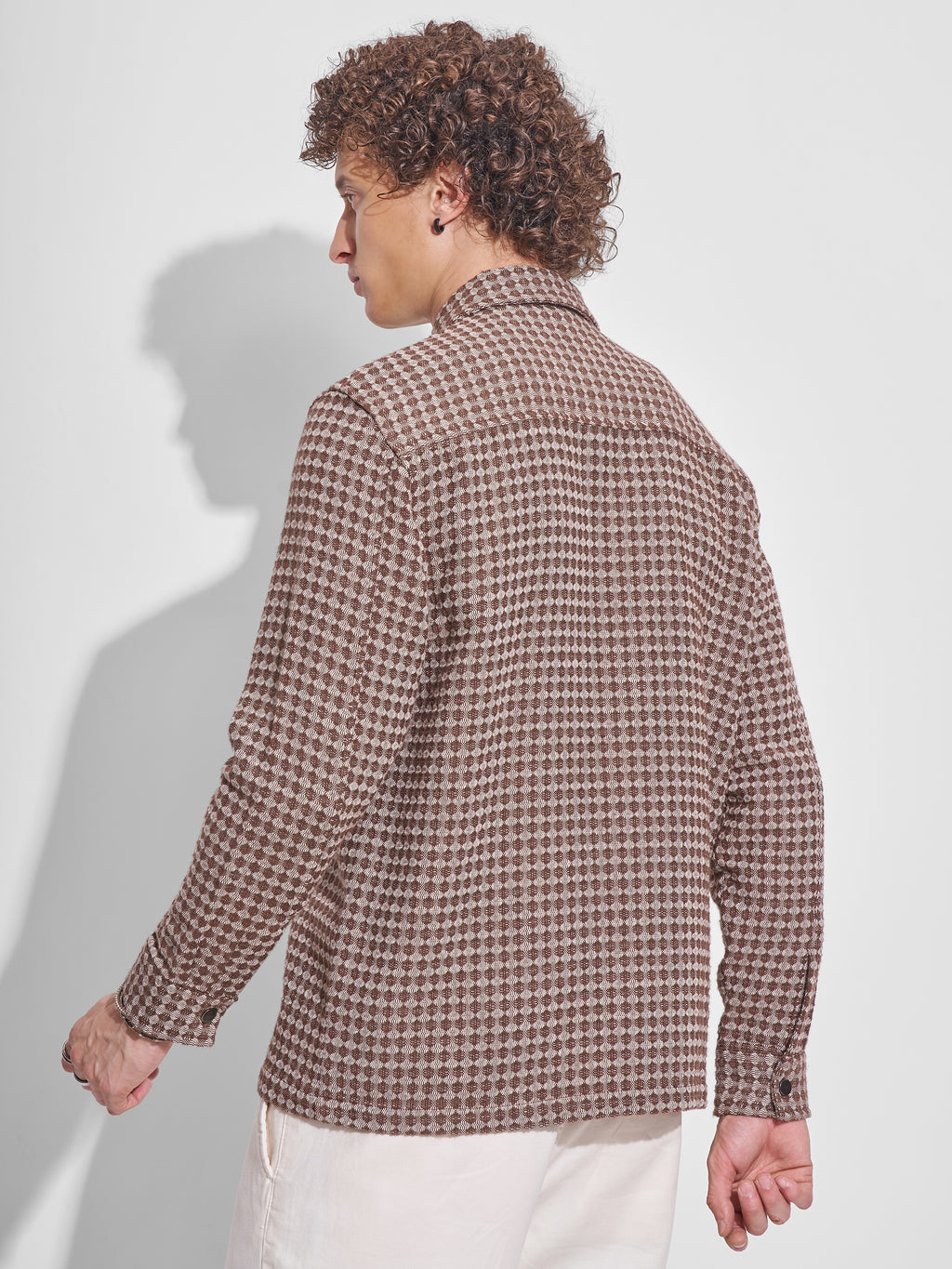 Highlander Men Brown Self Design Relaxed Fit Casual Shirt - Brown - Image 3