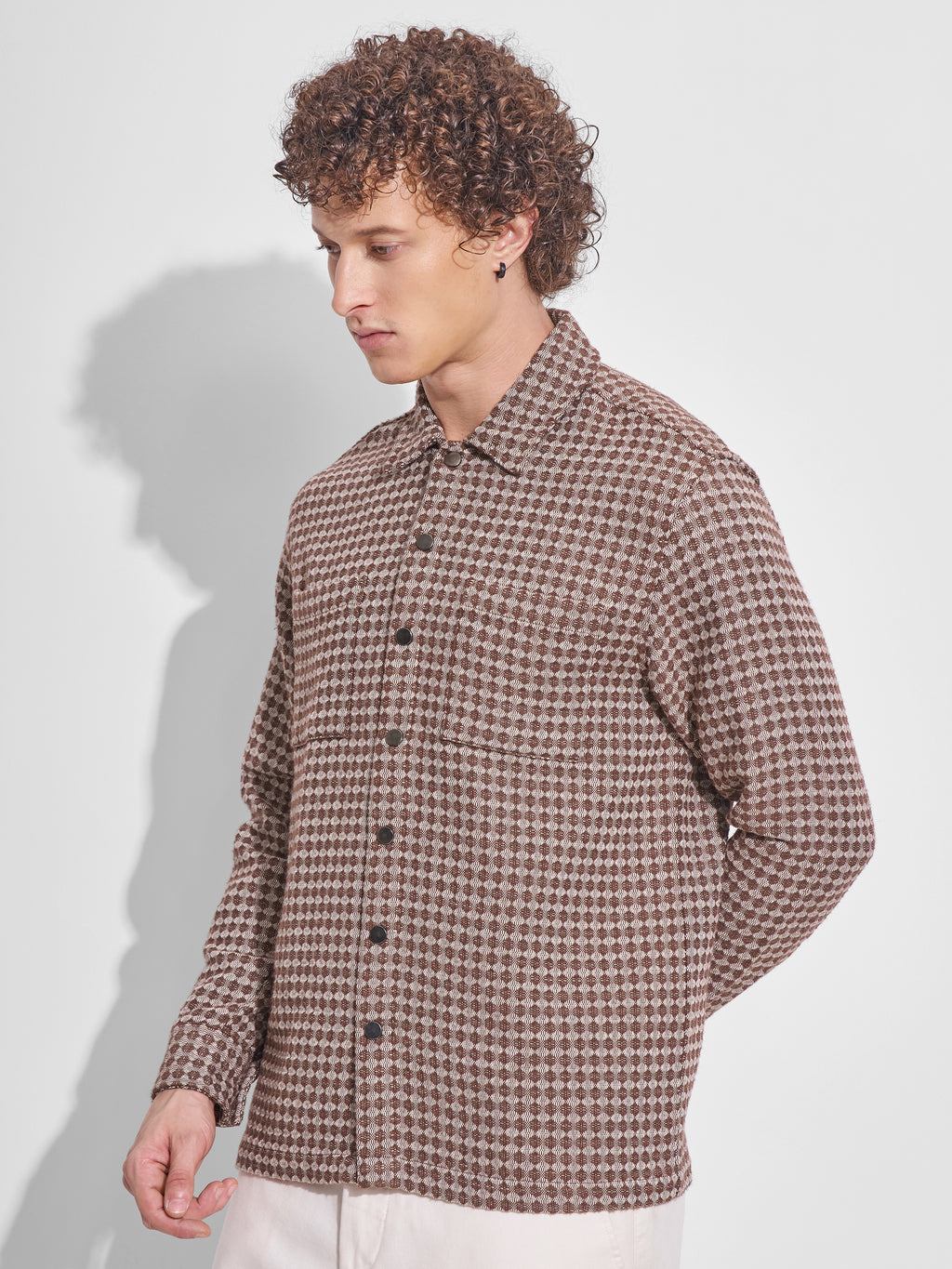 Highlander Men Brown Self Design Relaxed Fit Casual Shirt - Brown - Image 4