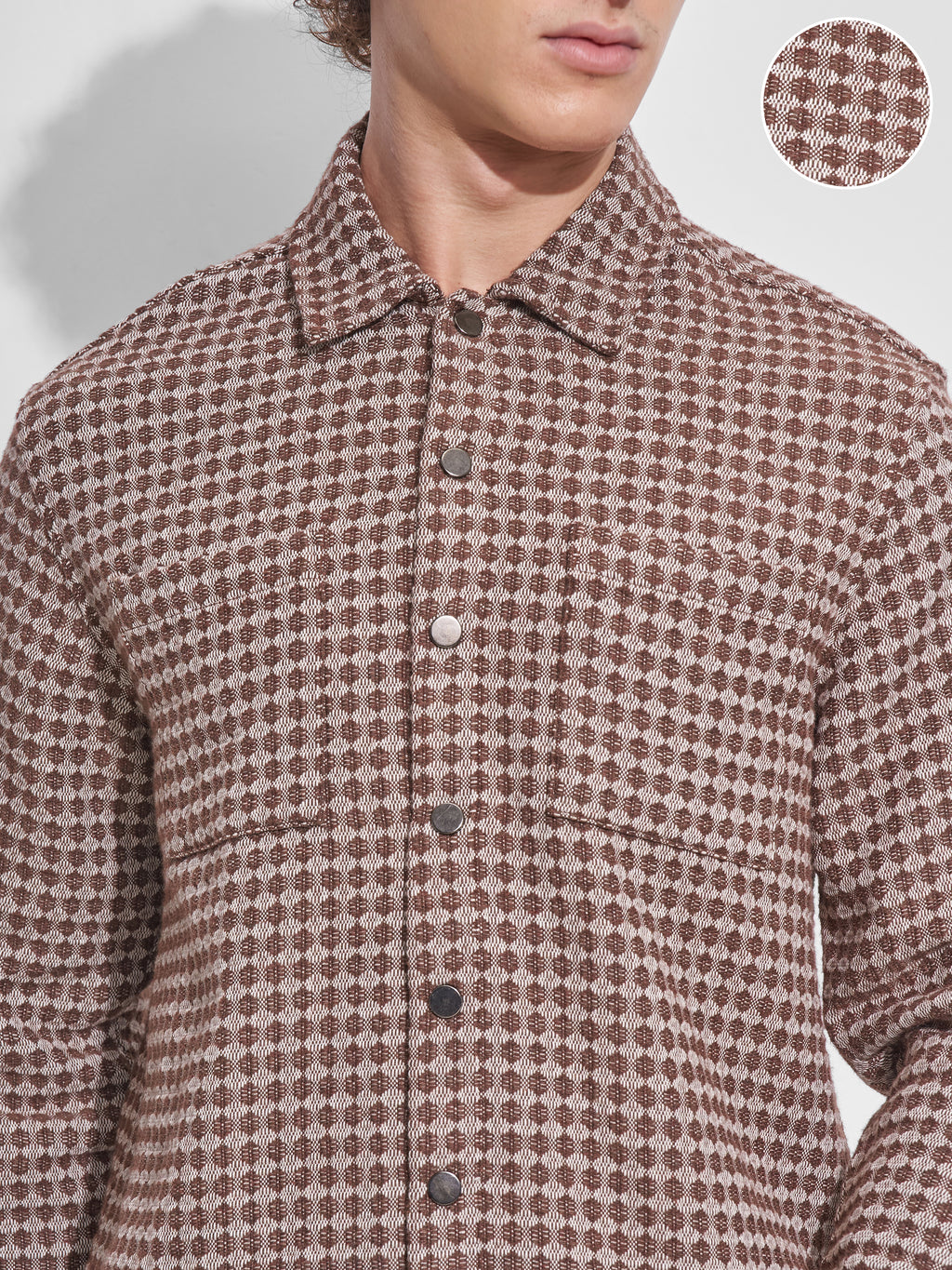 Highlander Men Brown Self Design Relaxed Fit Casual Shirt - Brown - Image 5