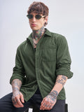 Highlander Men Green Self Design Oversized Fit Casual Shirt - Green - Image 1