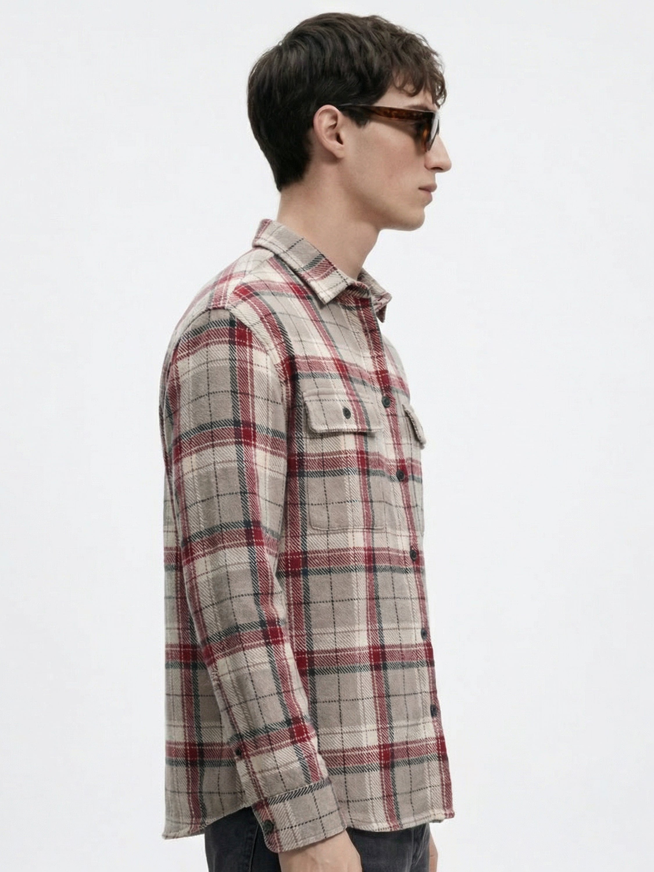 Highlander Men Beige Checked Relaxed Fit Casual Shirt - Beige - Image 6