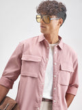 Highlander Men Rose Self Design Oversized Fit Casual Shirt - Rose - Image 1