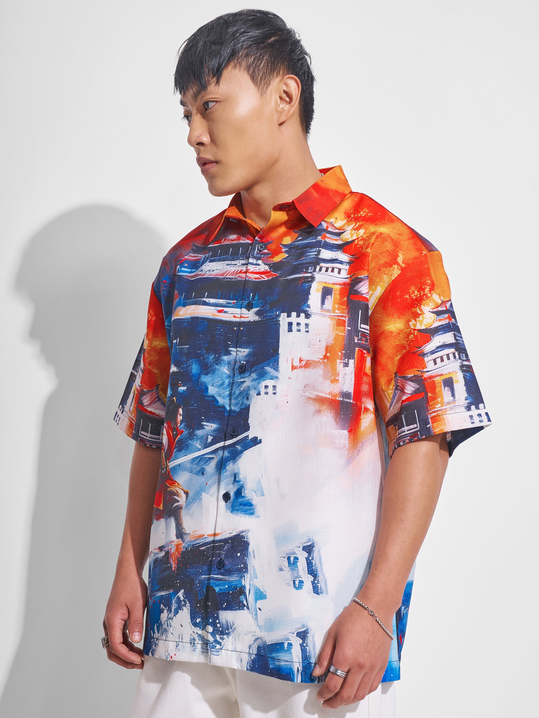Highlander Men Multi Printed Oversized Fit Casual Shirt - Multi - Image 4