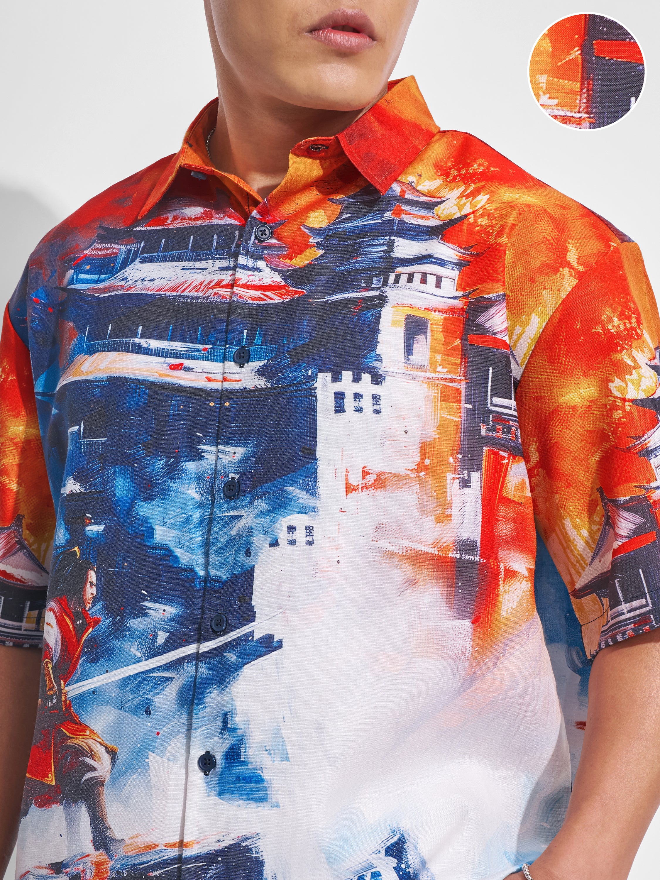 Highlander Men Multi Printed Oversized Fit Casual Shirt - Multi - Image 5