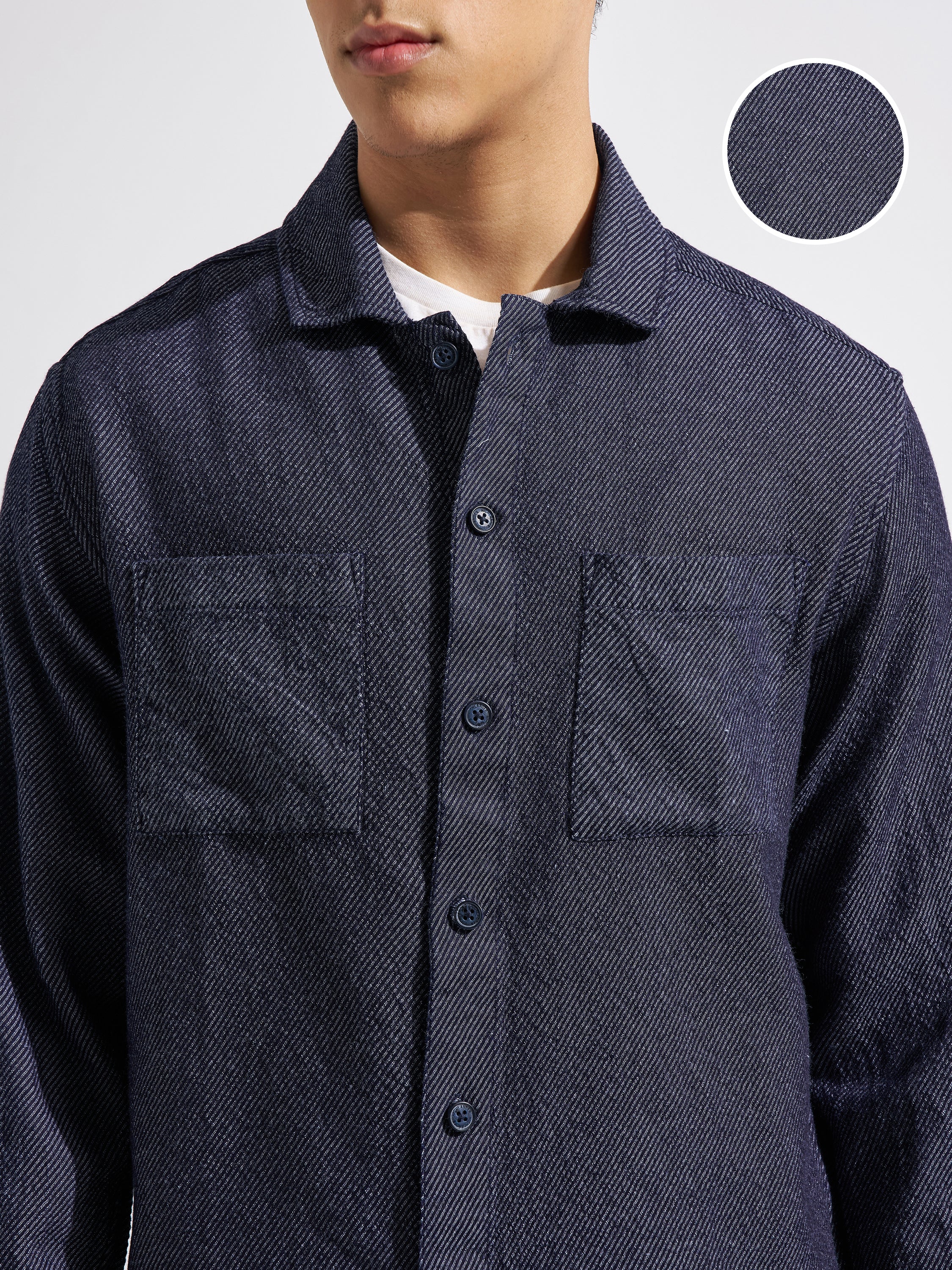 Highlander Men Navy Blue Solid Relaxed Fit Casual Shirt