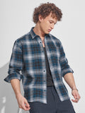 Highlander Men Teal Checked Relaxed Fit Casual Shirt - Teal - Image 1