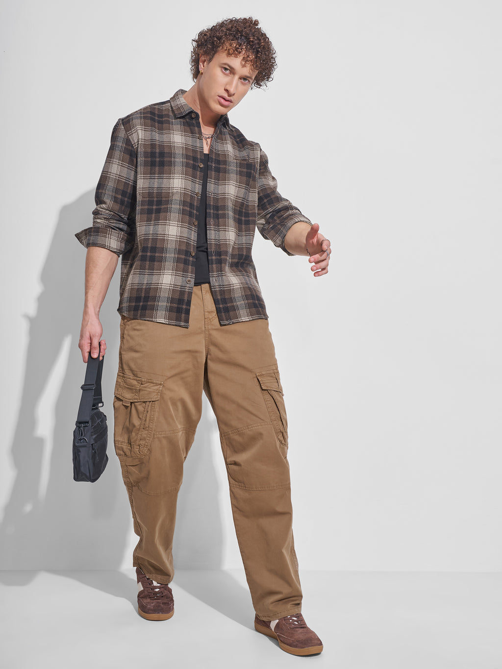Highlander Men Brown Checked Relaxed Fit Casual Shirt - Brown - Image 2