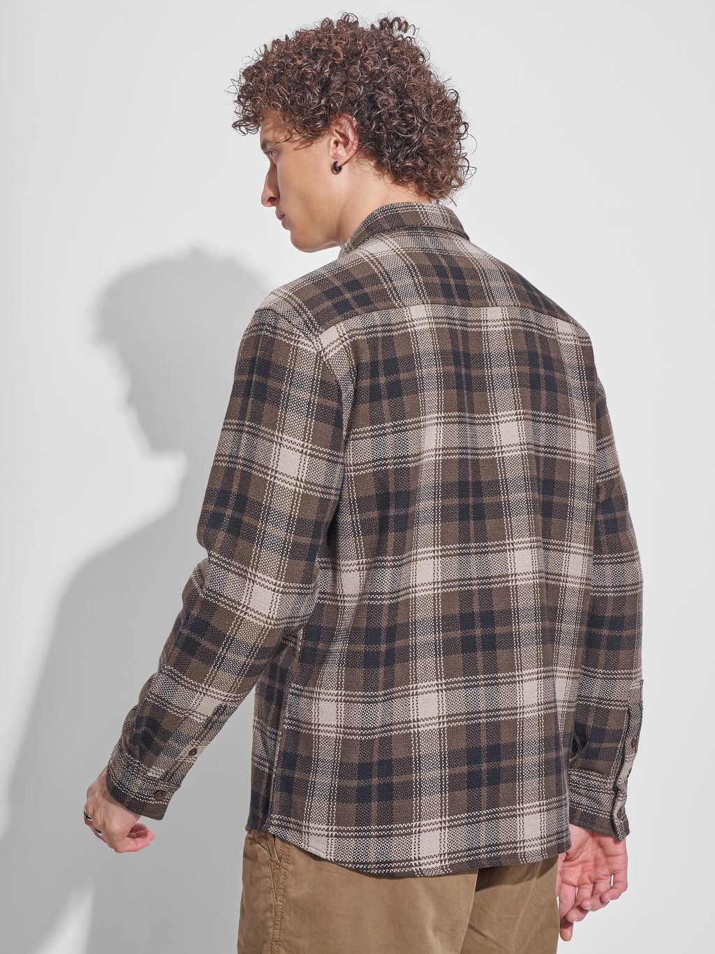 Highlander Men Brown Checked Relaxed Fit Casual Shirt - Brown - Image 3