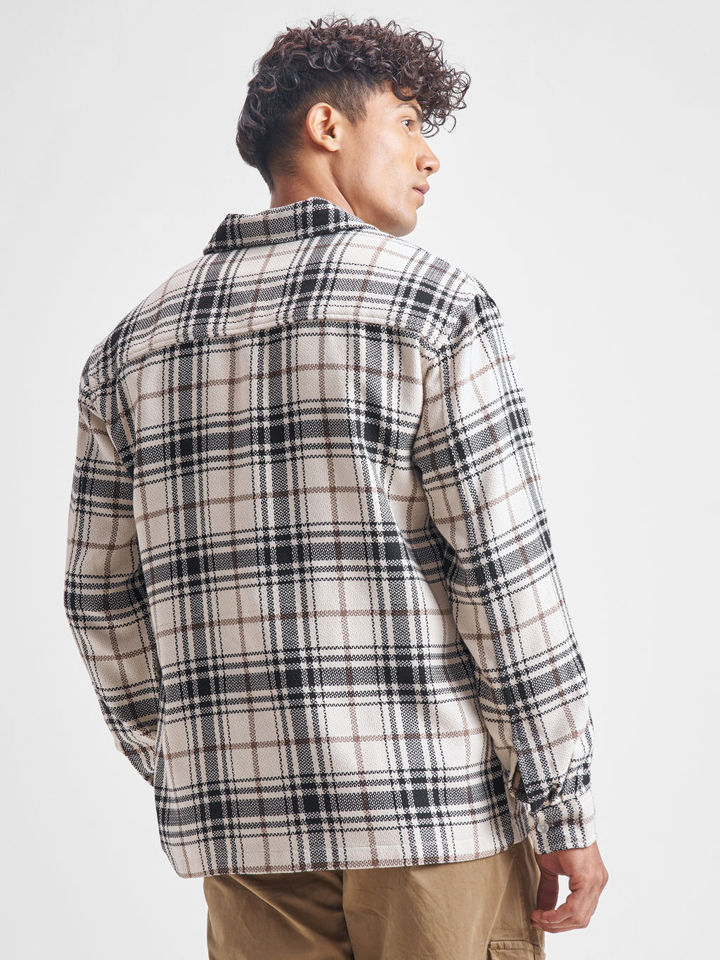 Highlander Men White Checked Relaxed Fit Casual Shirt - White - Image 3