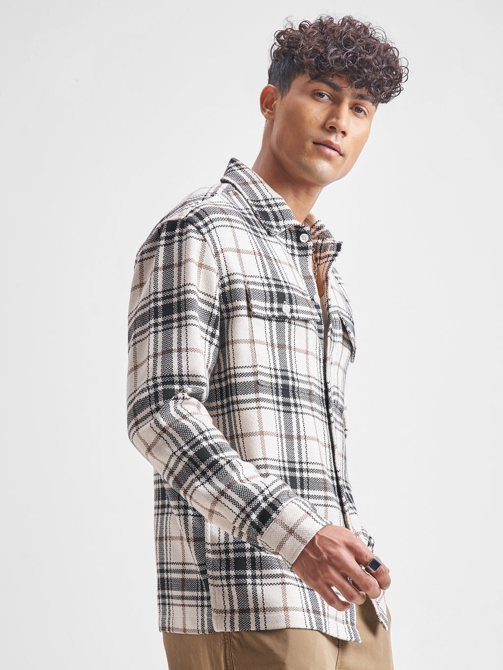 Highlander Men White Checked Relaxed Fit Casual Shirt - White - Image 6