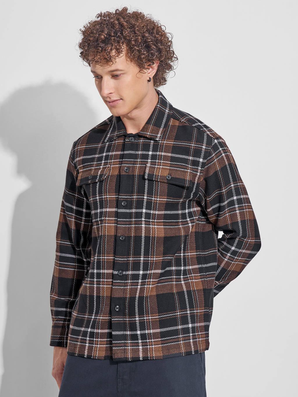 Highlander Men Black Checked Relaxed Fit Casual Shirt - Black - Image 4