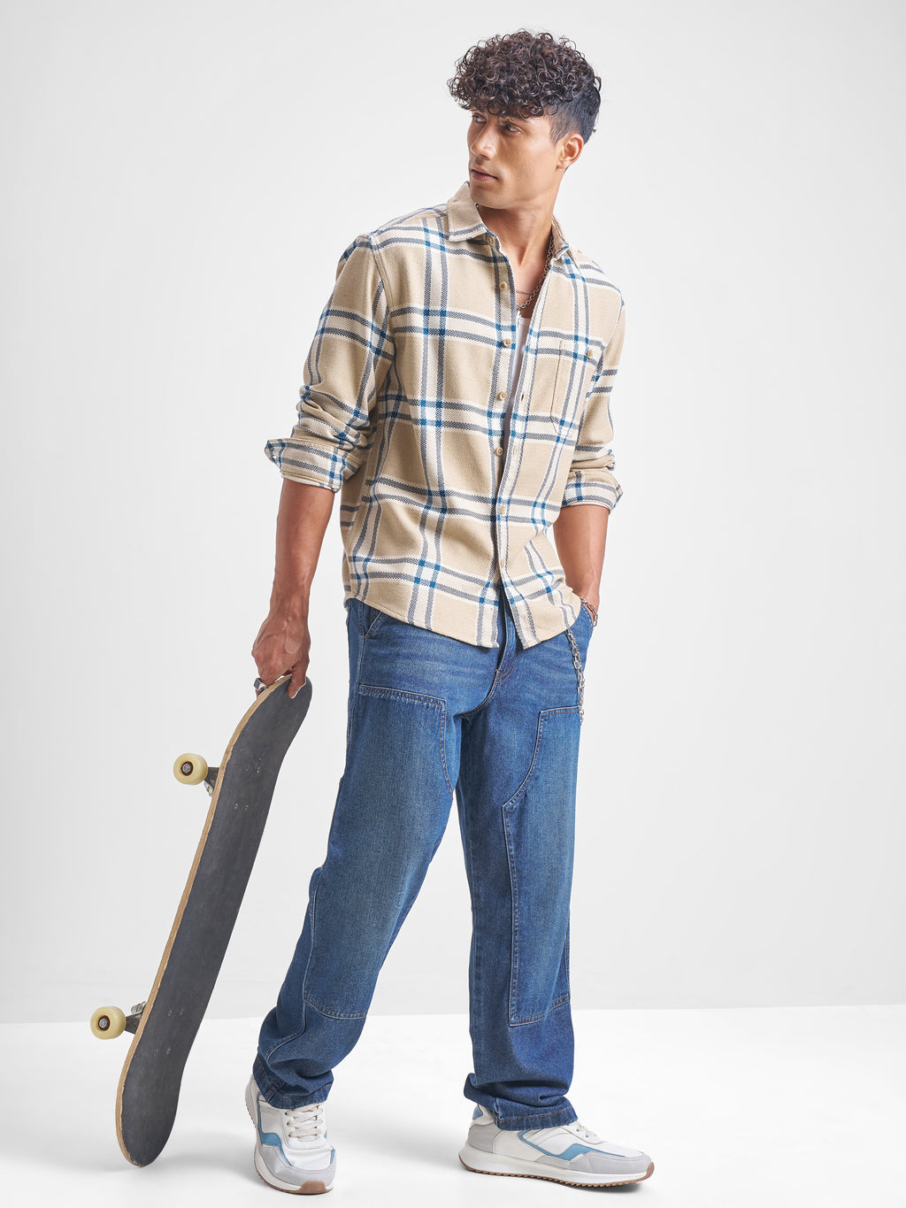 Highlander Men Beige Checked Relaxed Fit Casual Shirt - Beige - Image 2