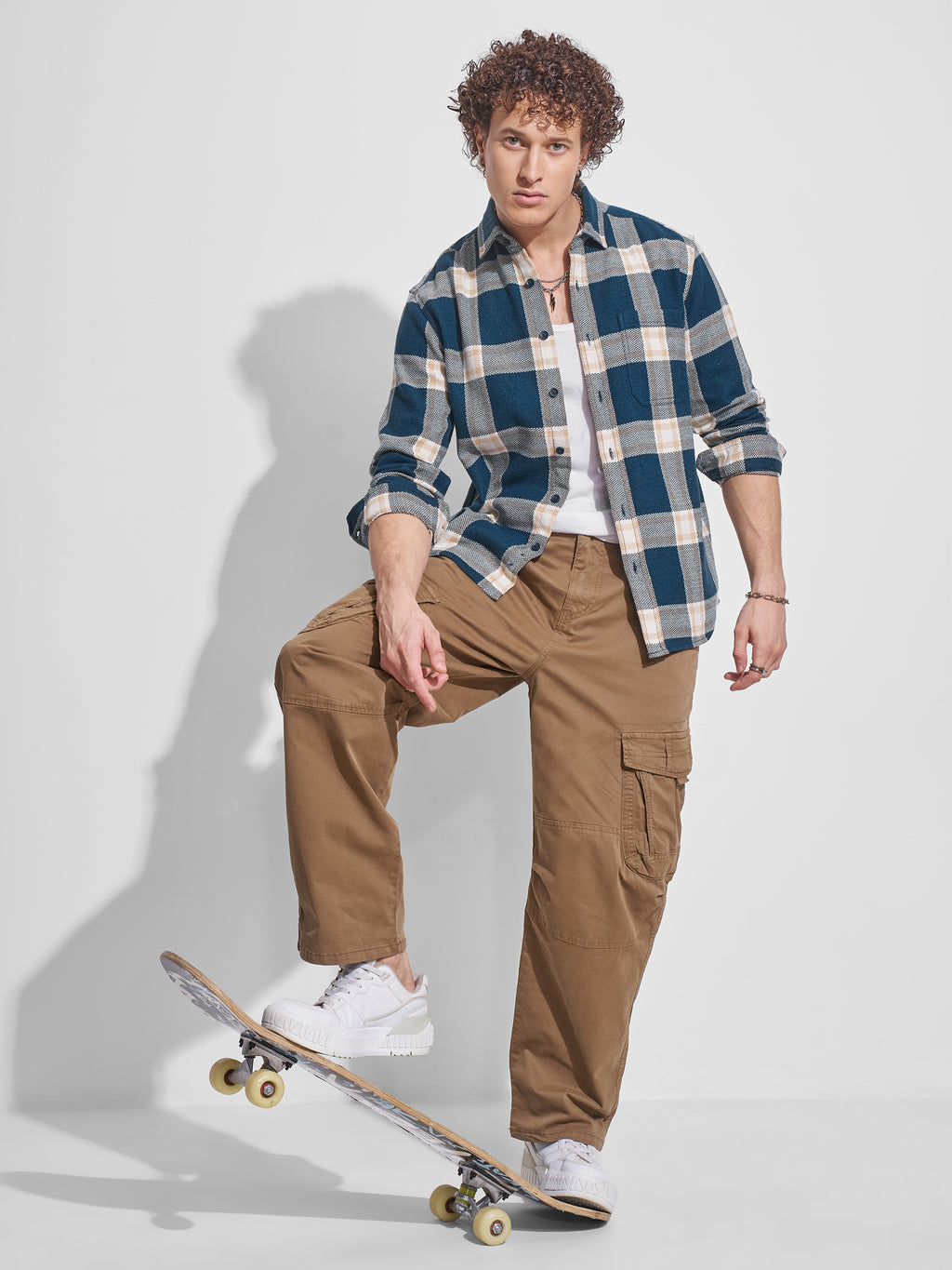 Highlander Men Teal Checked Relaxed Fit Casual Shirt - Teal - Image 2