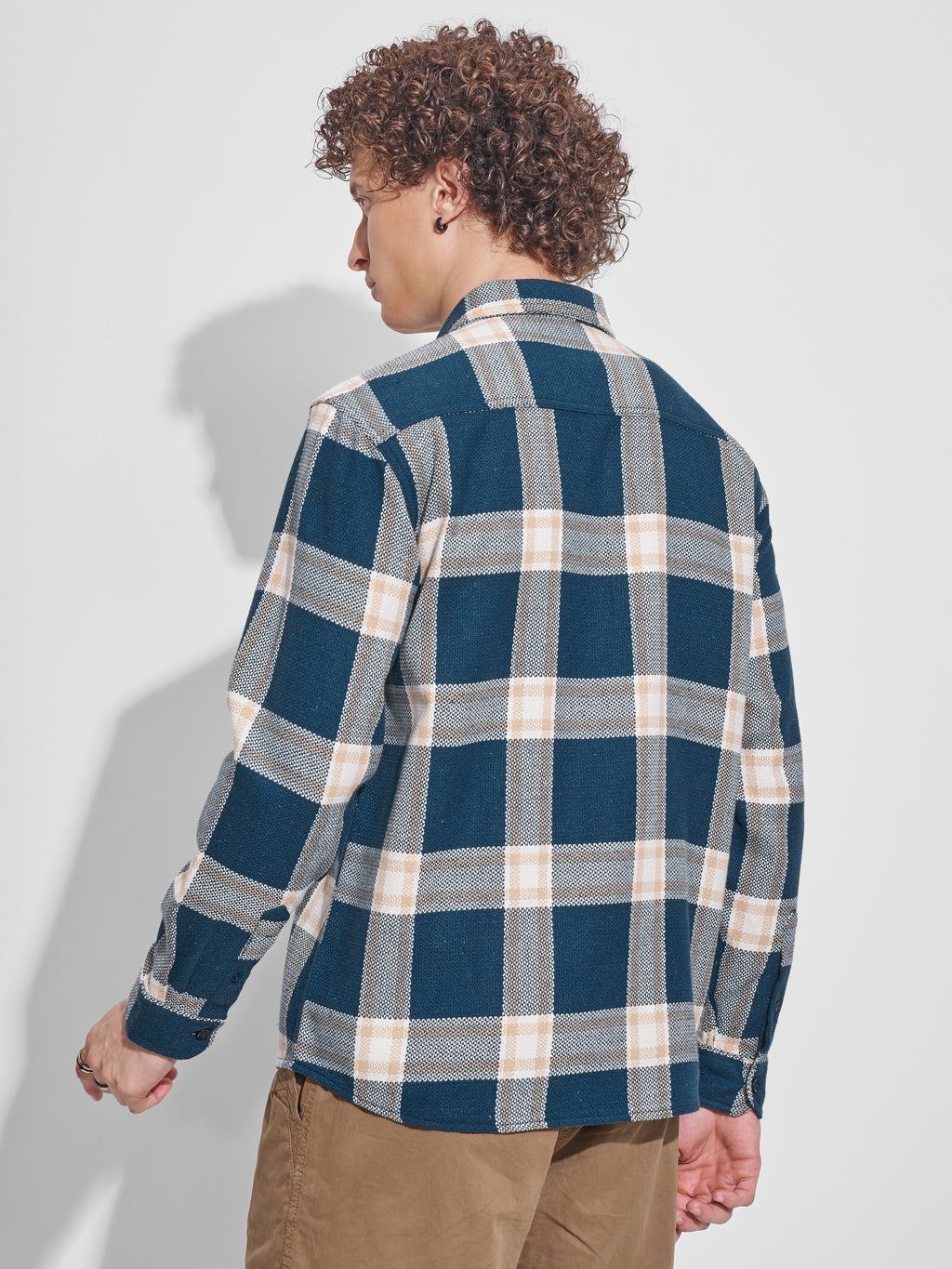 Highlander Men Teal Checked Relaxed Fit Casual Shirt - Teal - Image 3