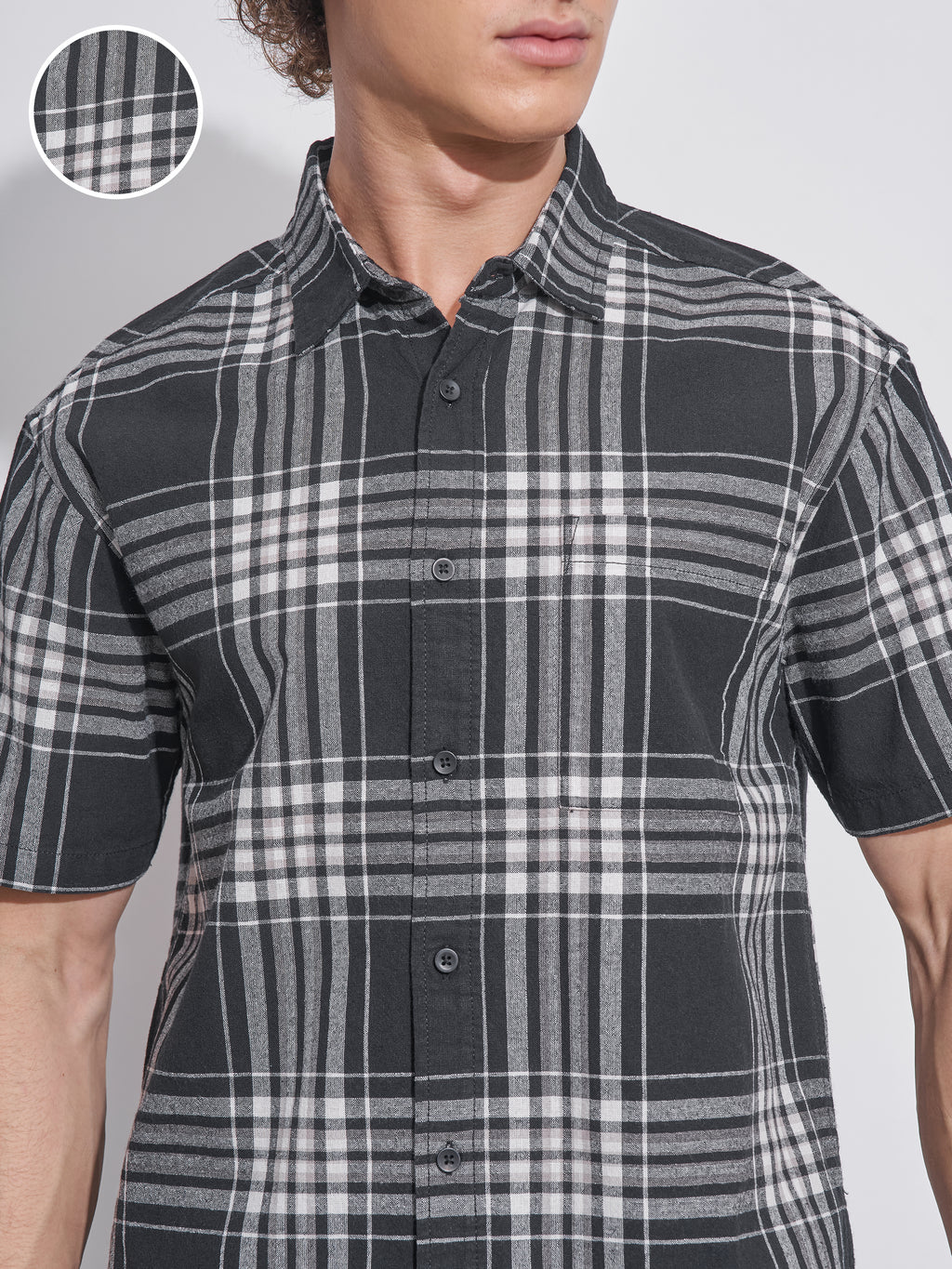 Highlander Men Black Checked Relaxed Fit Casual Shirt - Black - Image 5