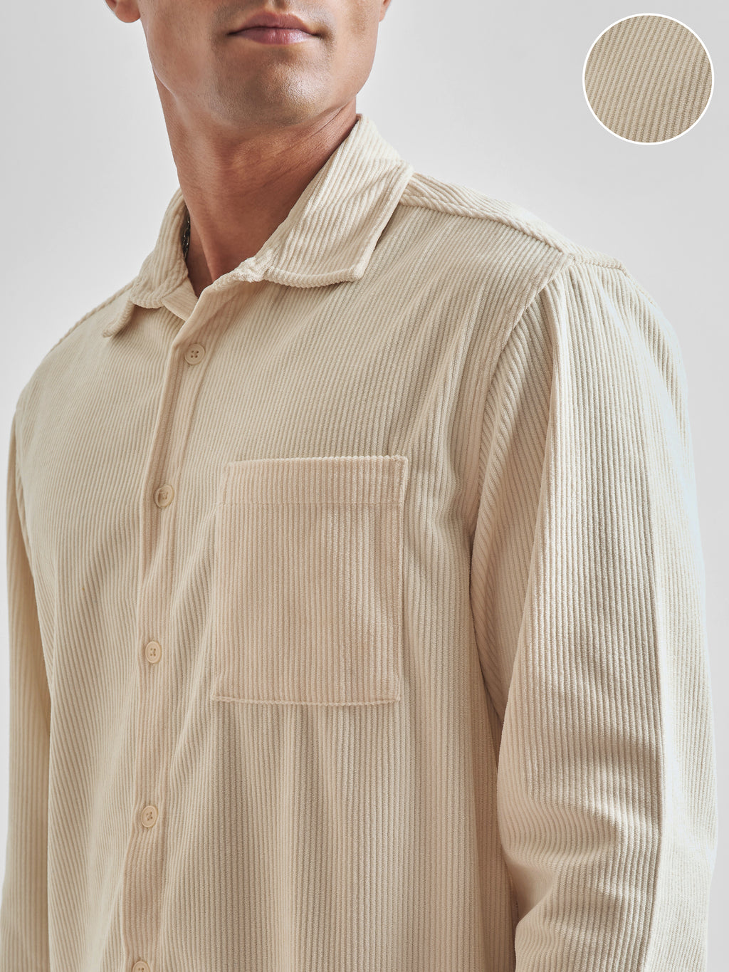 Highlander Men Cream Self Design Oversized Fit Casual Shirt - Cream - Image 5
