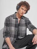 Highlander Men Grey Checked Oversized Fit Casual Shirt - Grey - Image 1