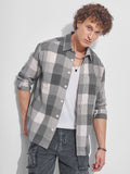 Highlander Men Grey Checked Oversized Fit Casual Shirt - Grey - Image 1
