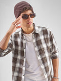 Highlander Men Brown Checked Oversized Fit Casual Shirt - Brown - Image 1