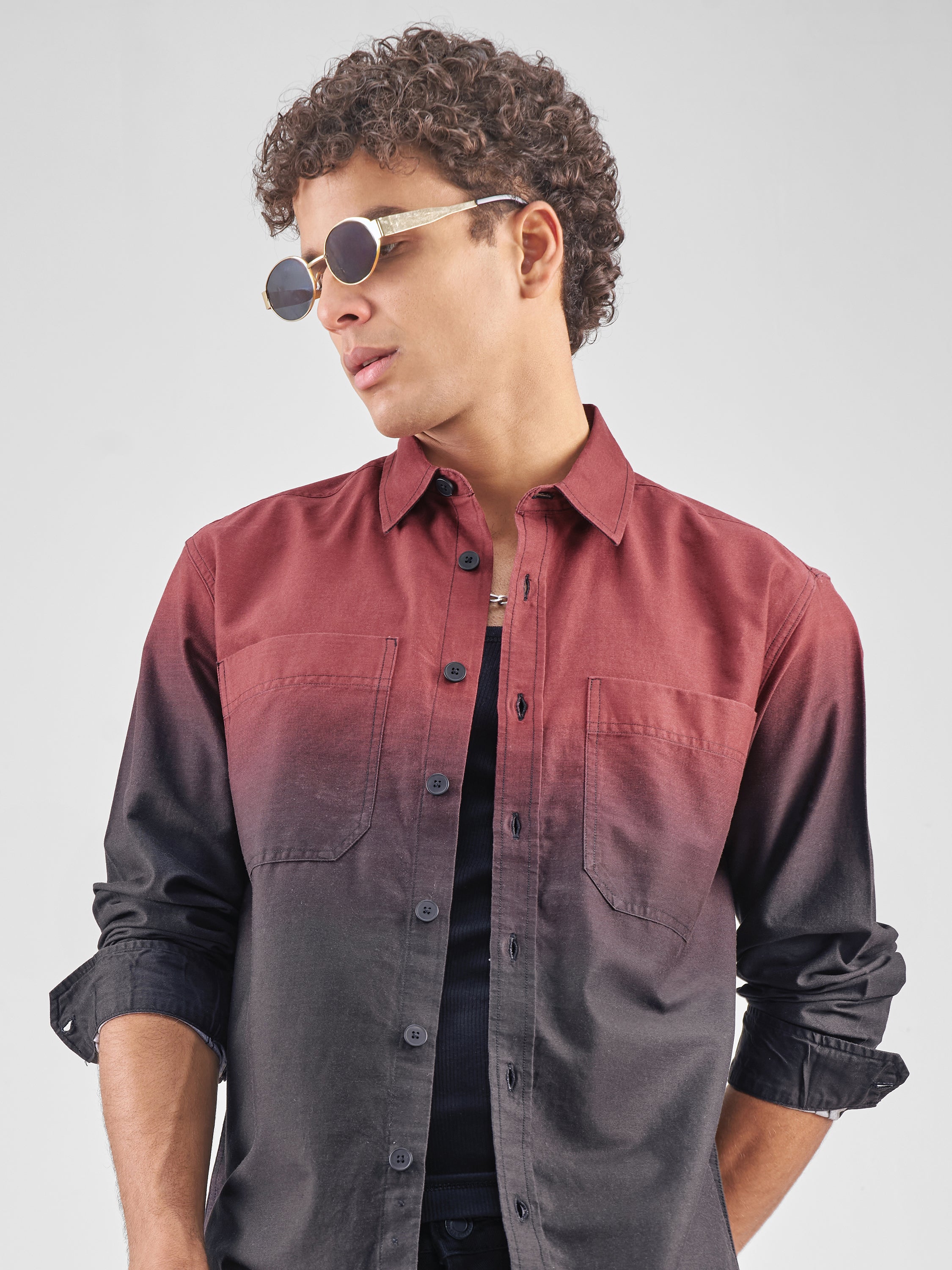Highlander Men Black Colourblocked Oversized Fit Casual Shirt - Black - Image 1
