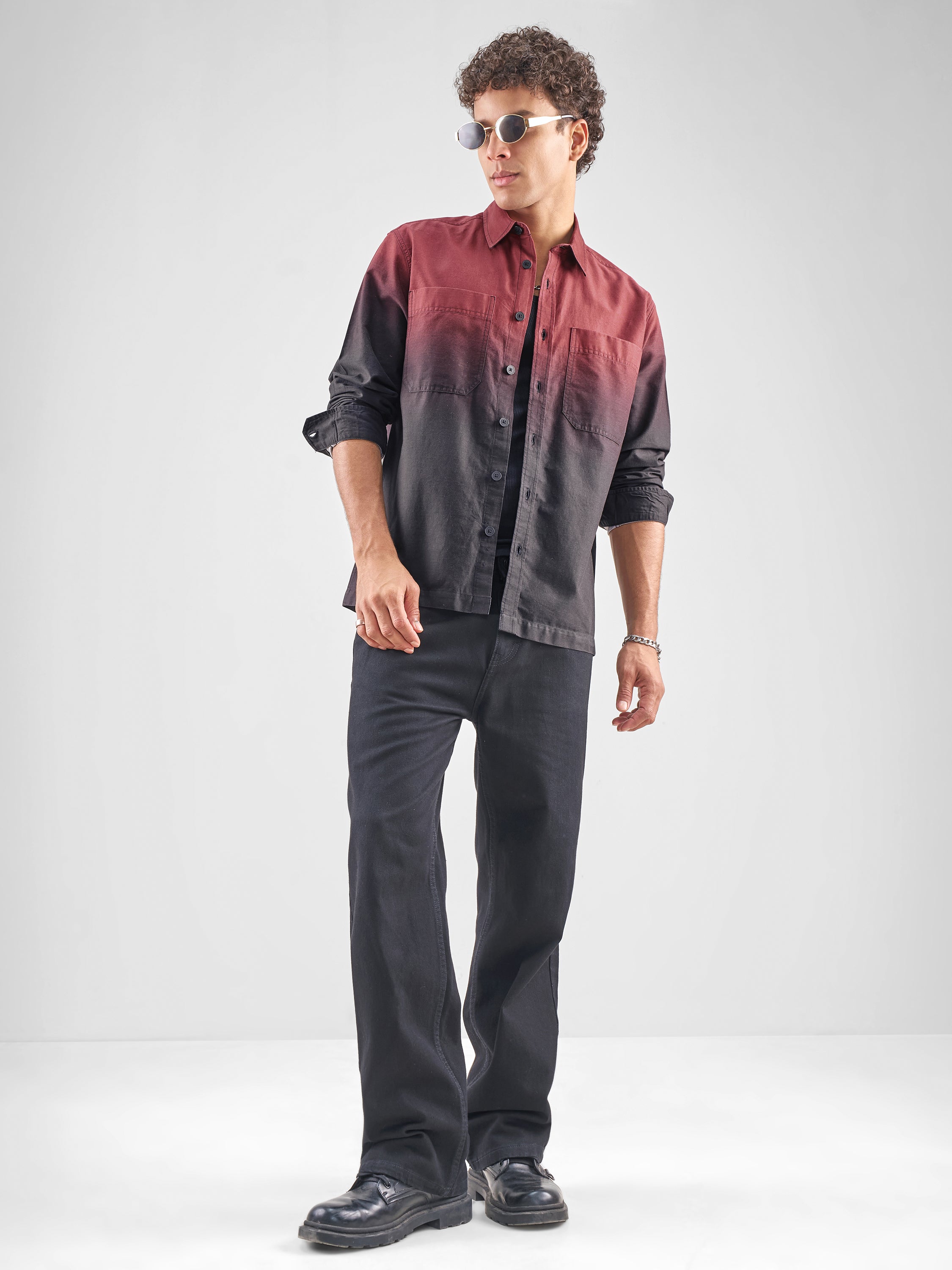 Highlander Men Black Colourblocked Oversized Fit Casual Shirt - Black - Image 2
