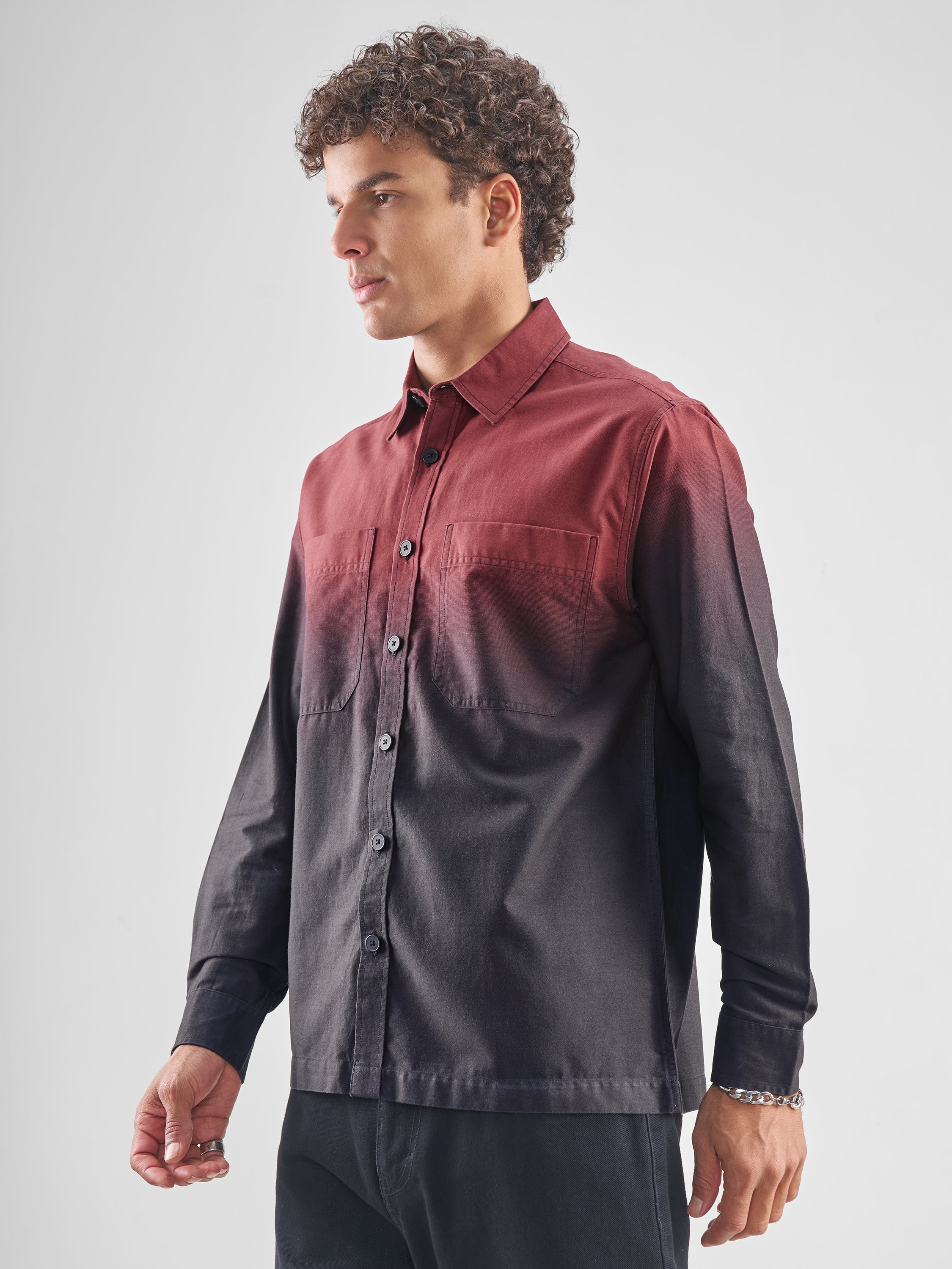 Highlander Men Black Colourblocked Oversized Fit Casual Shirt - Black - Image 4