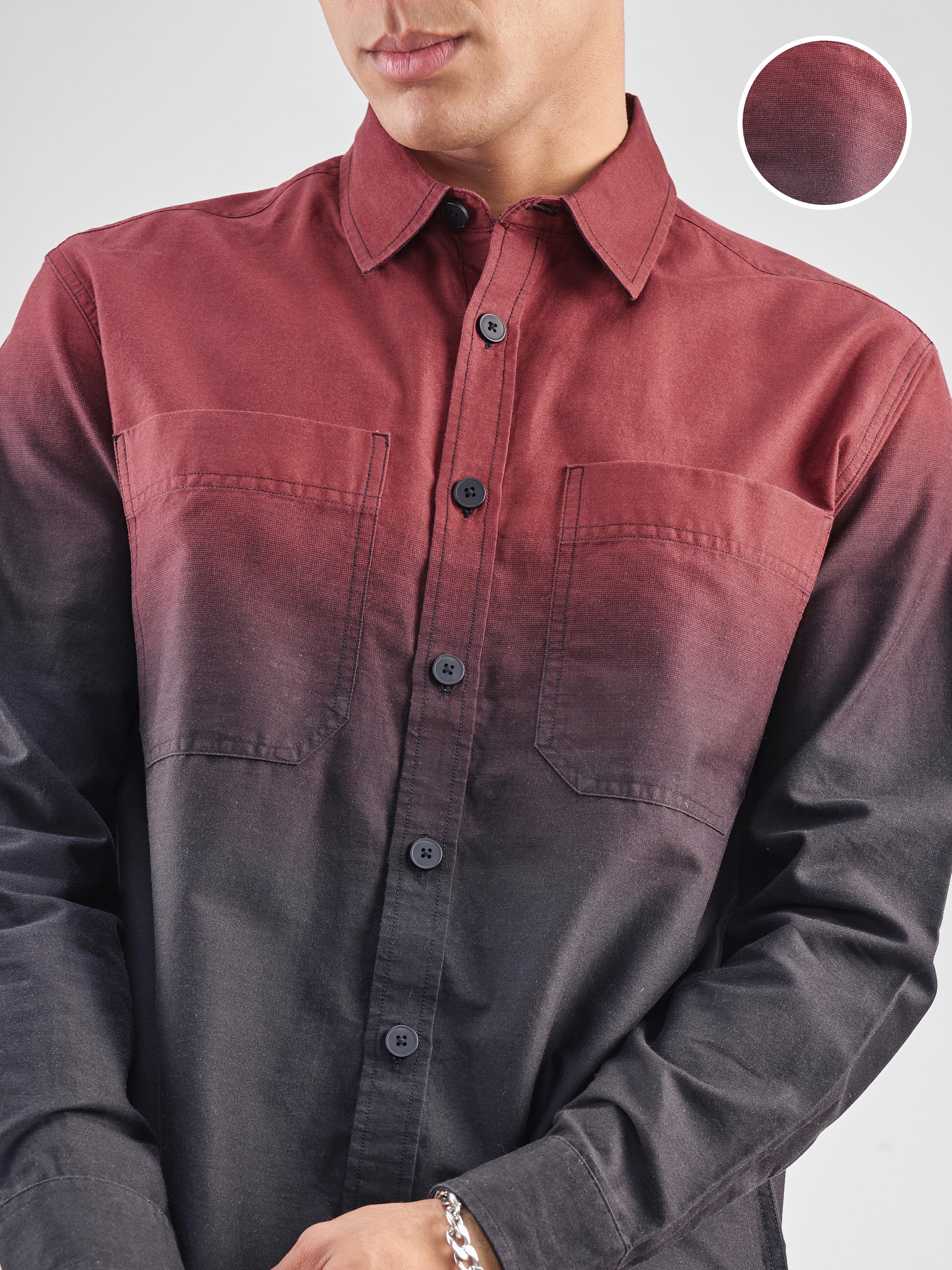 Highlander Men Black Colourblocked Oversized Fit Casual Shirt - Black - Image 5