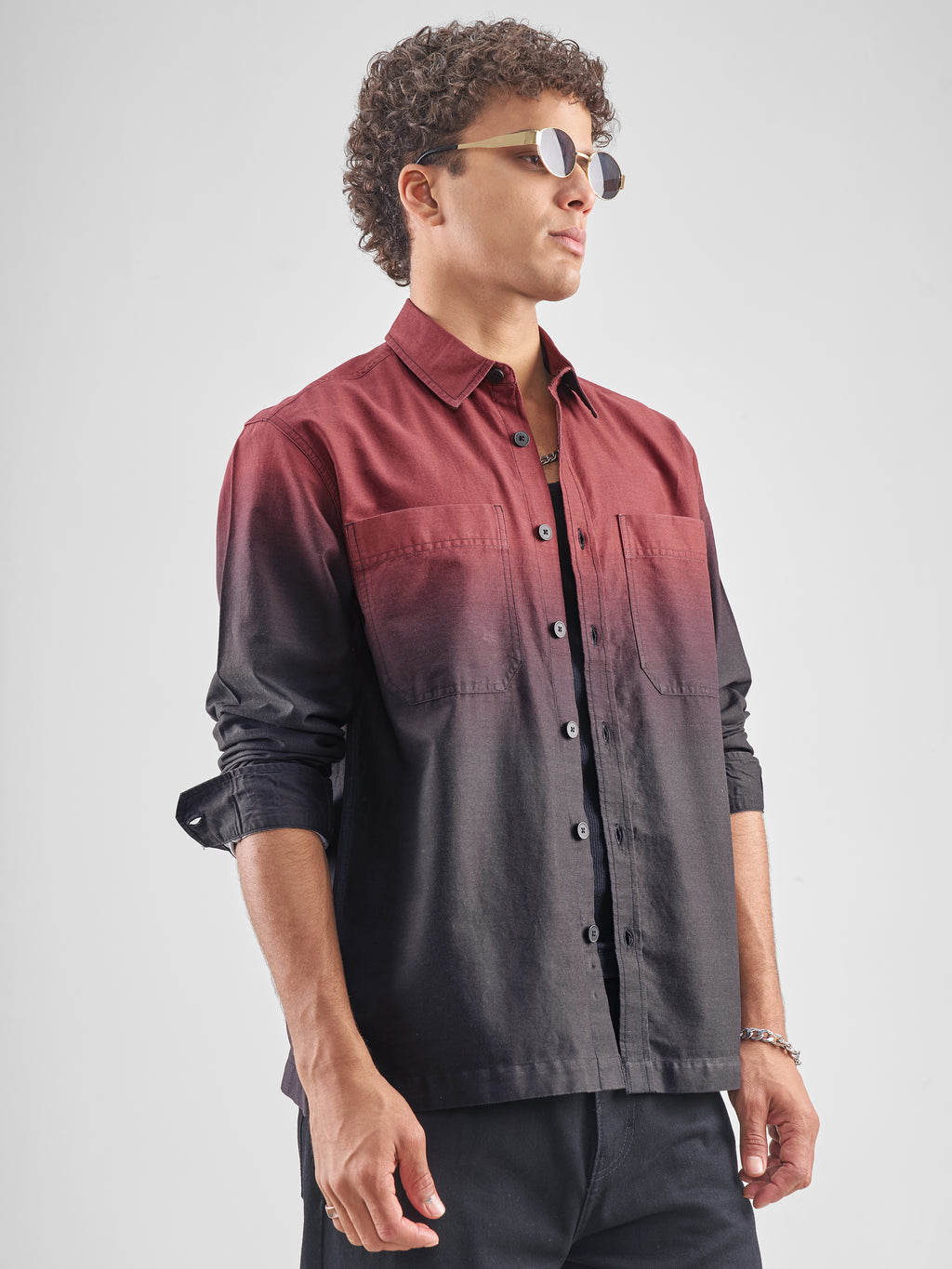 Highlander Men Black Colourblocked Oversized Fit Casual Shirt - Black - Image 6