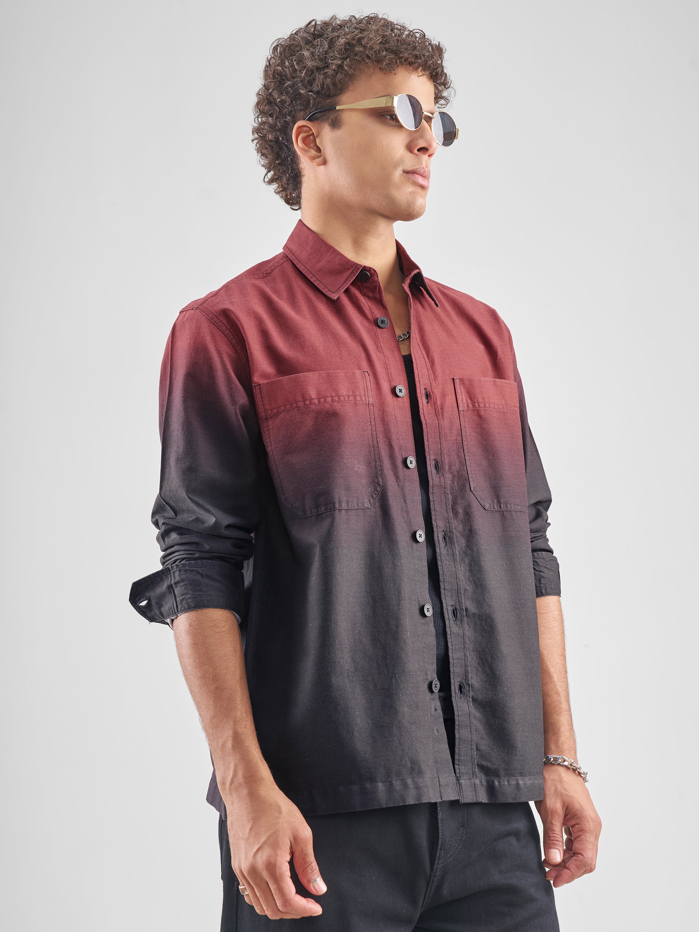 Highlander Men Black Colourblocked Oversized Fit Casual Shirt - Black - Image 6