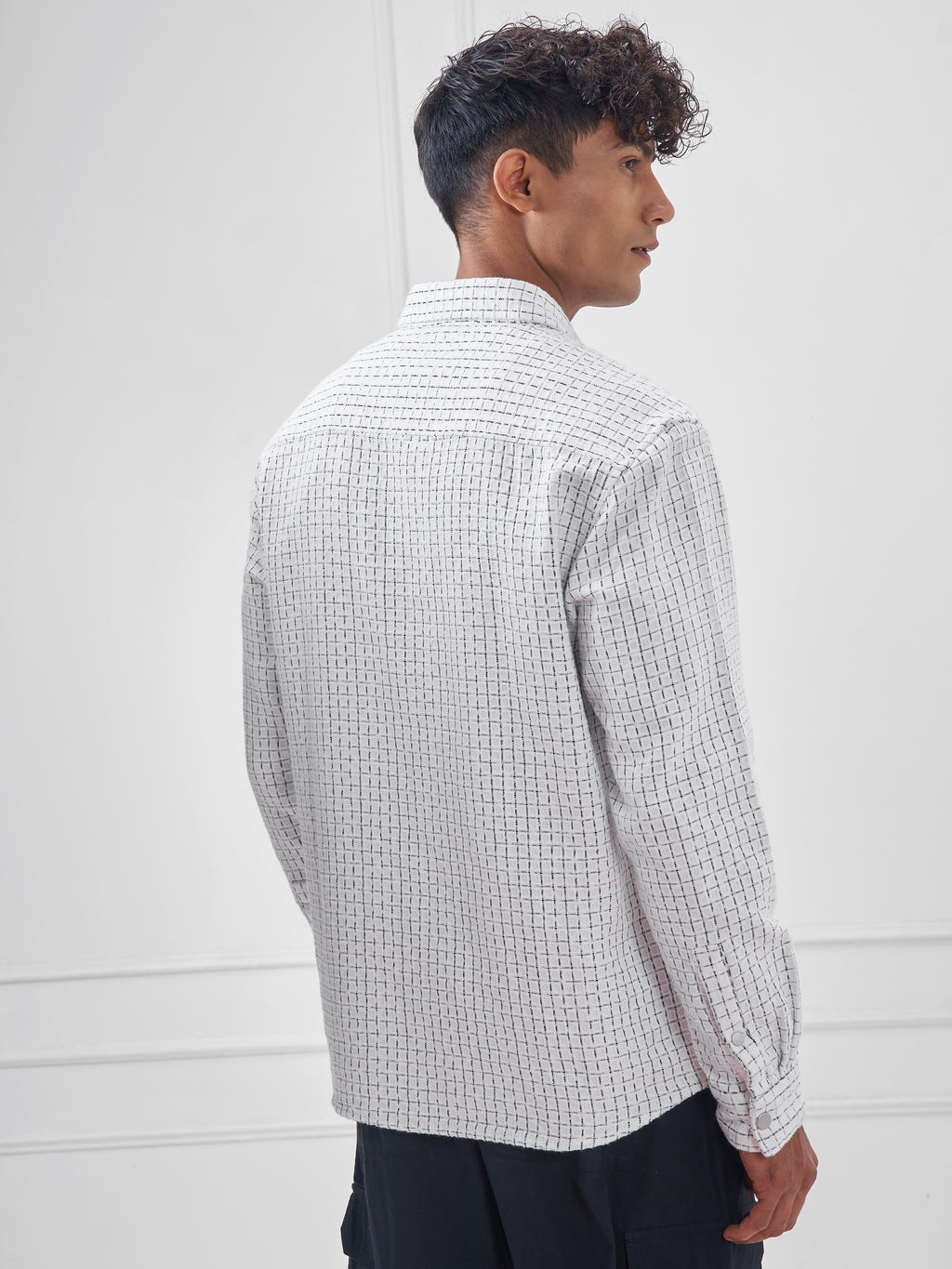 Highlander Men White Checked Relaxed Fit Casual Shirt - White - Image 3