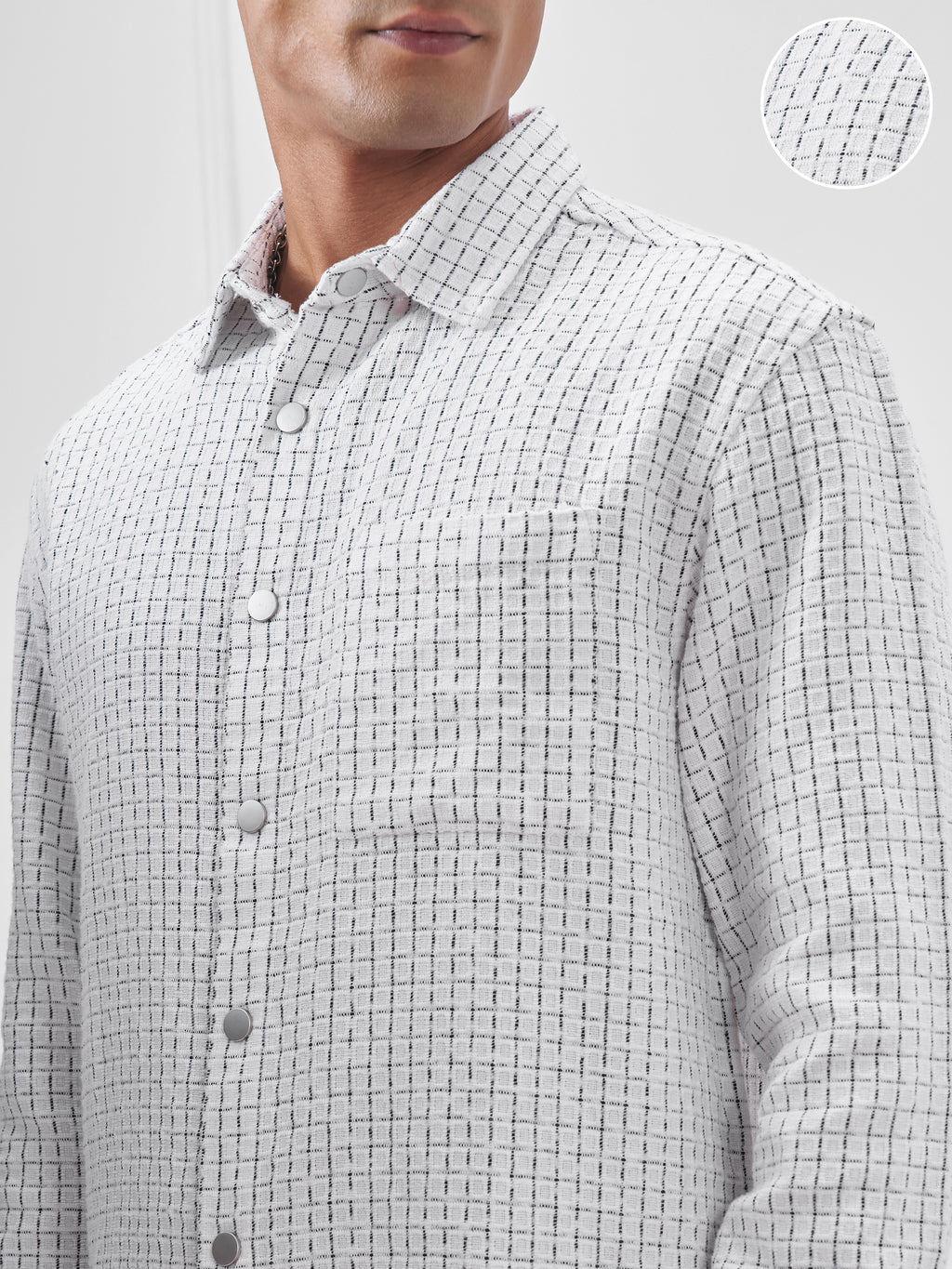 Highlander Men White Checked Relaxed Fit Casual Shirt - White - Image 5