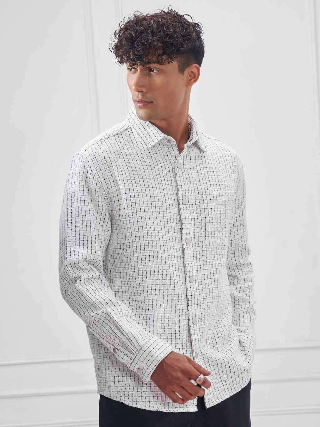 Highlander Men White Checked Relaxed Fit Casual Shirt - White - Image 6