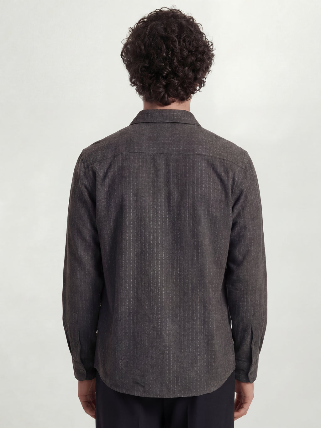 Highlander Men Charcoal Self Design Relaxed Fit Casual Shirt - Charcoal - Image 3