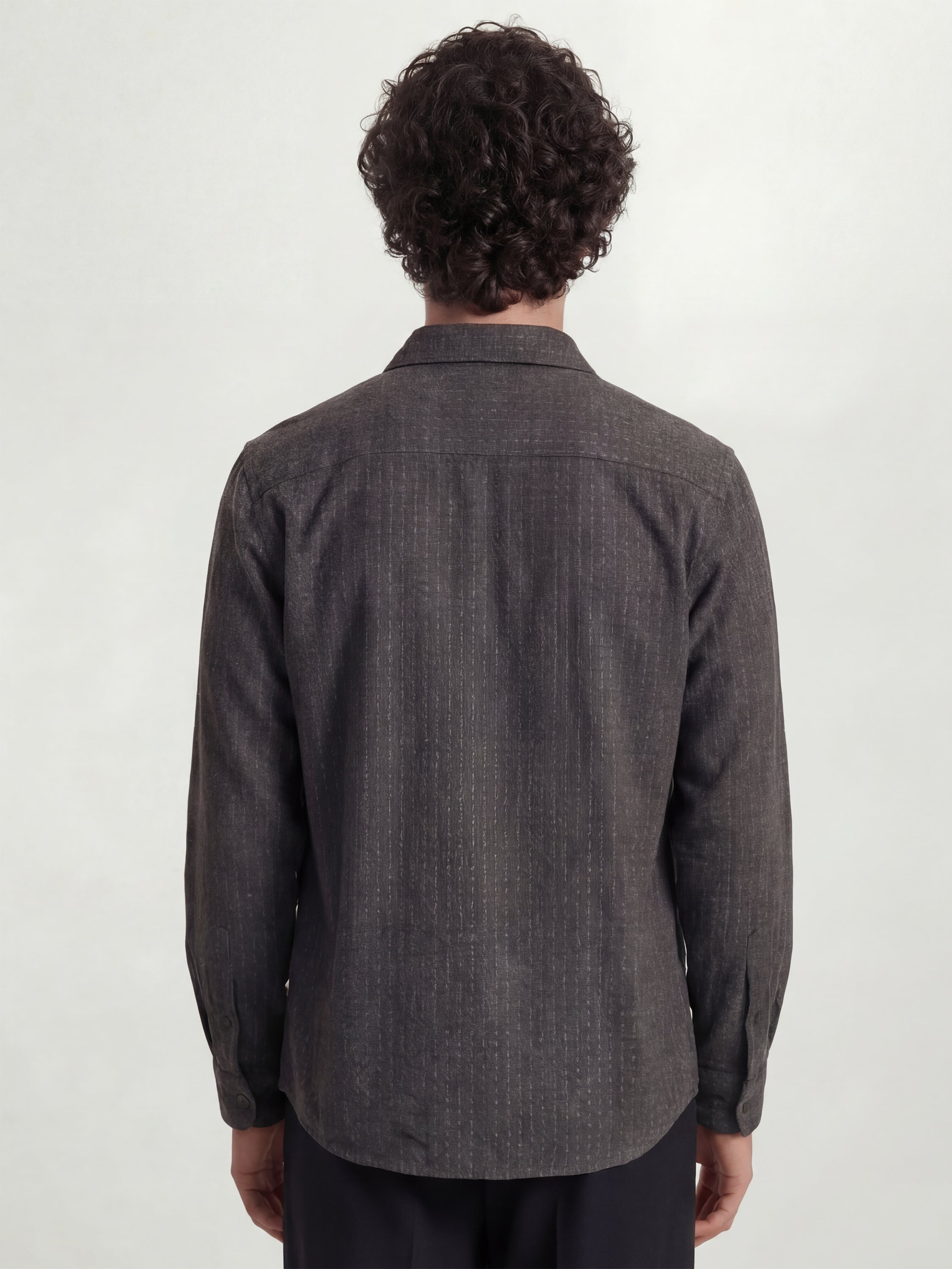 Highlander Men Charcoal Self Design Relaxed Fit Casual Shirt - Charcoal - Image 3
