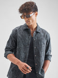 Highlander Men Blue Self Design Oversized Fit Casual Shirt - Blue - Image 1