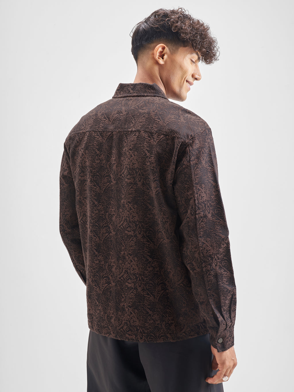 Highlander Men Brown Self Design Relaxed Fit Casual Shirt - Brown - Image 3