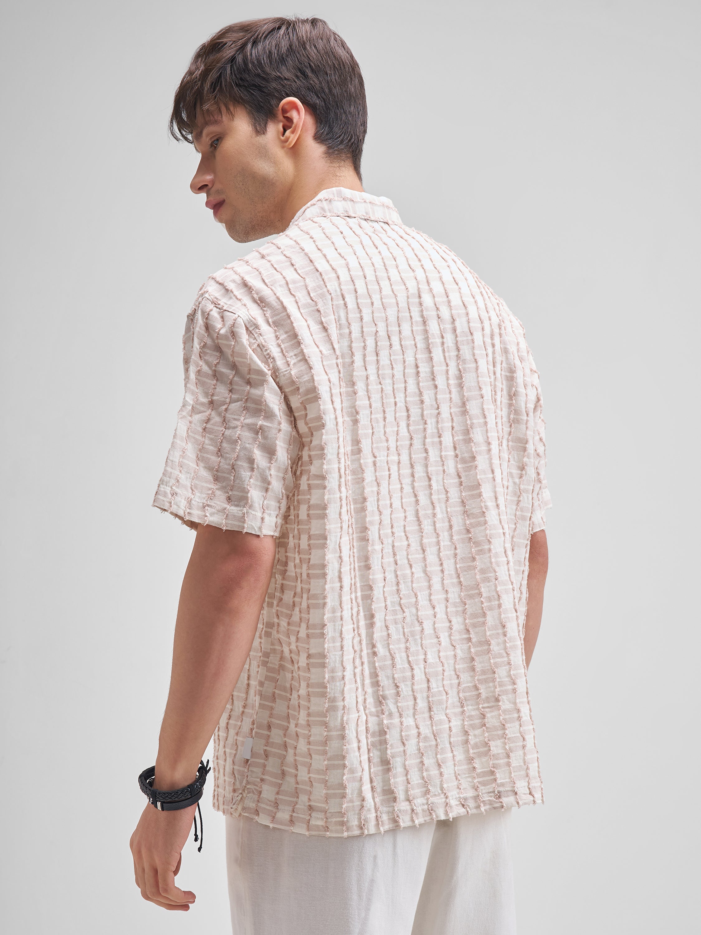 Highlander Men Purple Self Design Oversized Fit Casual Shirt - Purple - Image 3