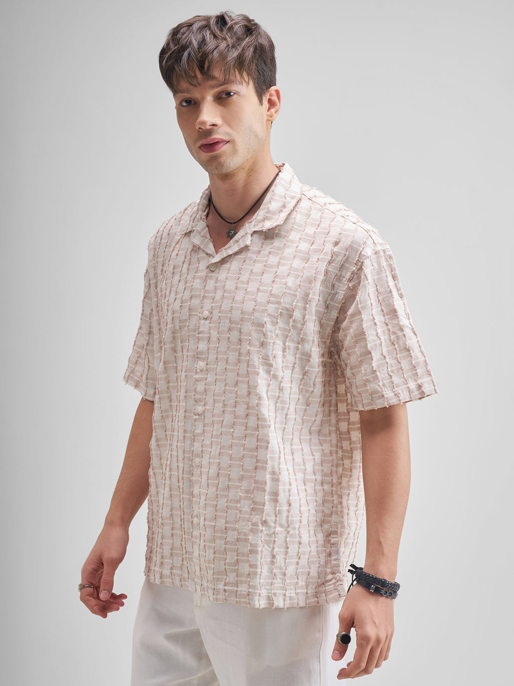 Highlander Men Purple Self Design Oversized Fit Casual Shirt - Purple - Image 4