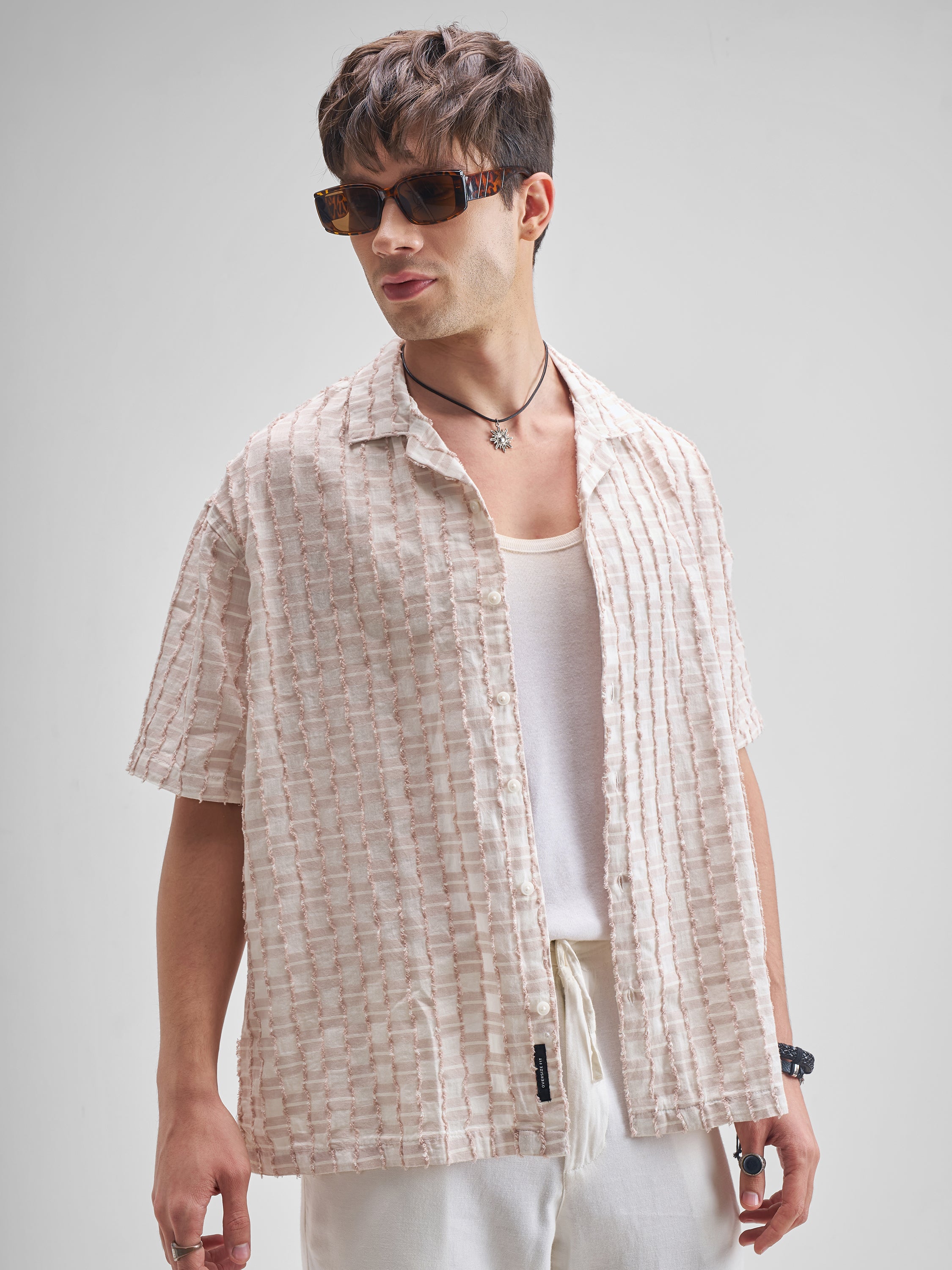 Highlander Men Purple Self Design Oversized Fit Casual Shirt - Purple - Image 6