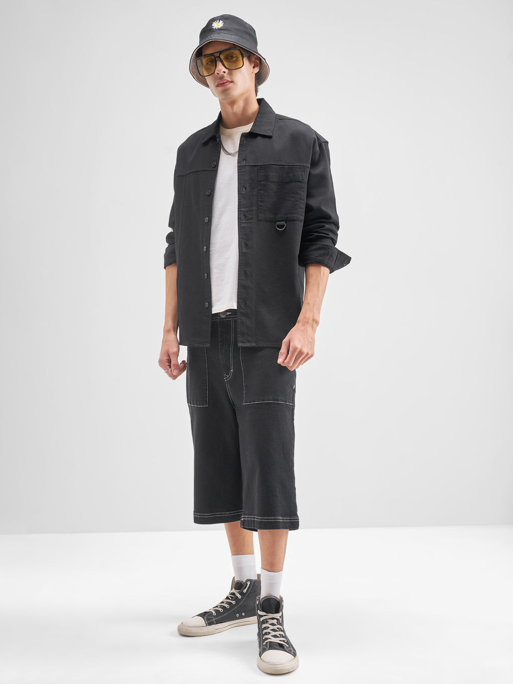 Highlander Men Black Self Design Oversized Fit Casual Shirt - Black - Image 2