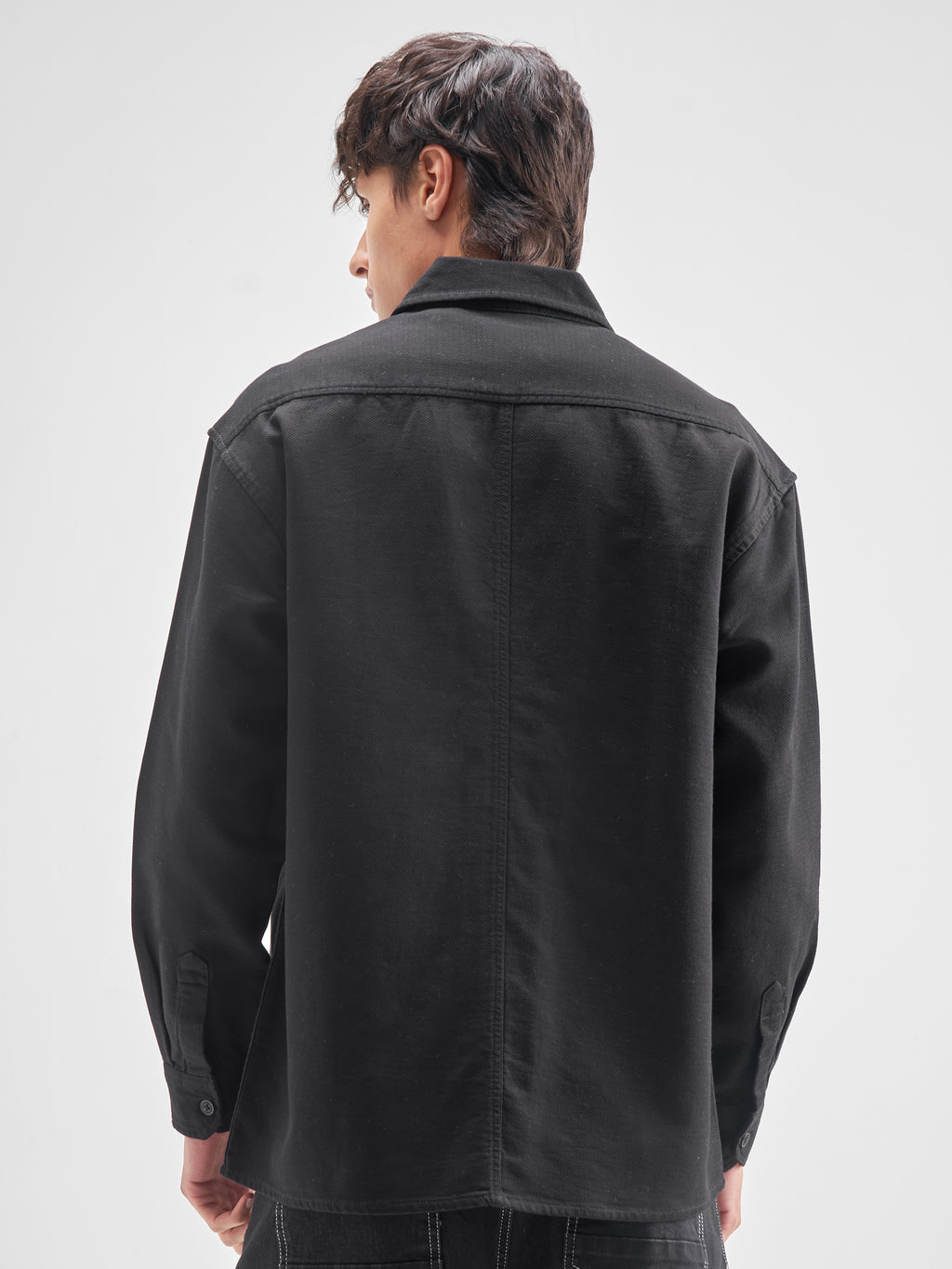 Highlander Men Black Self Design Oversized Fit Casual Shirt - Black - Image 3