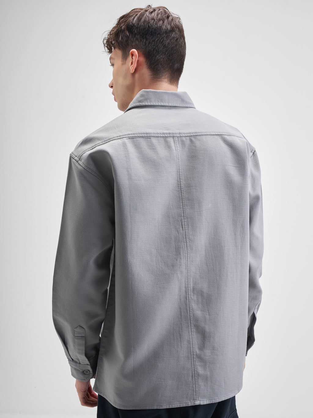 Highlander Men Grey Solid Oversized Fit Casual Shirt - Grey - Image 3