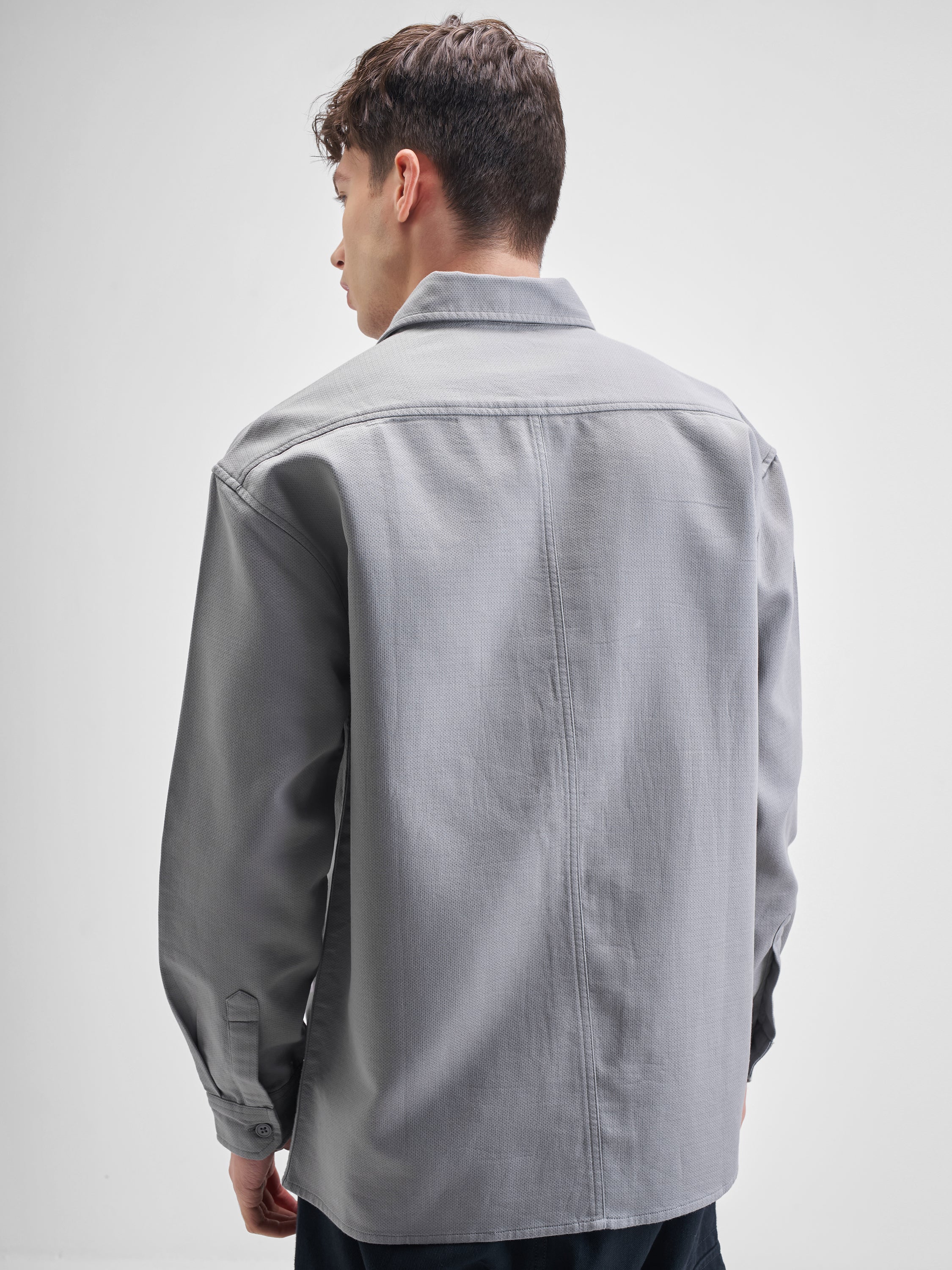 Highlander Men Grey Solid Oversized Fit Casual Shirt - Grey - Image 3