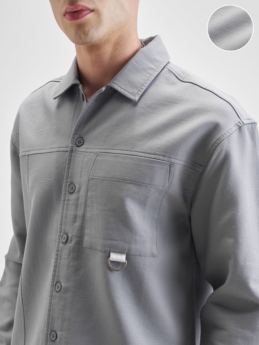Highlander Men Grey Solid Oversized Fit Casual Shirt - Grey - Image 5
