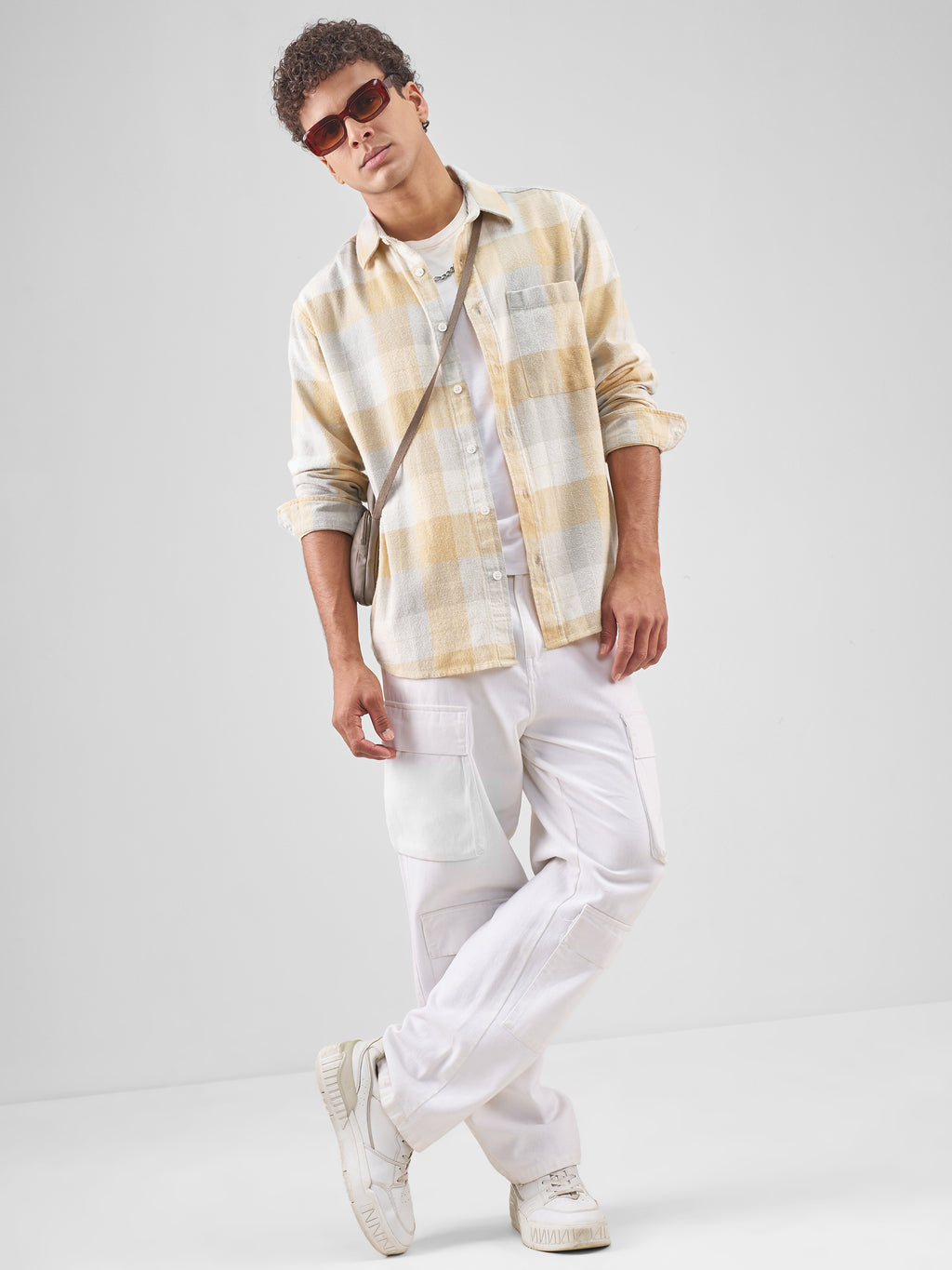 Highlander Men Yellow Checked Relaxed Fit Casual Shirt - Yellow - Image 2