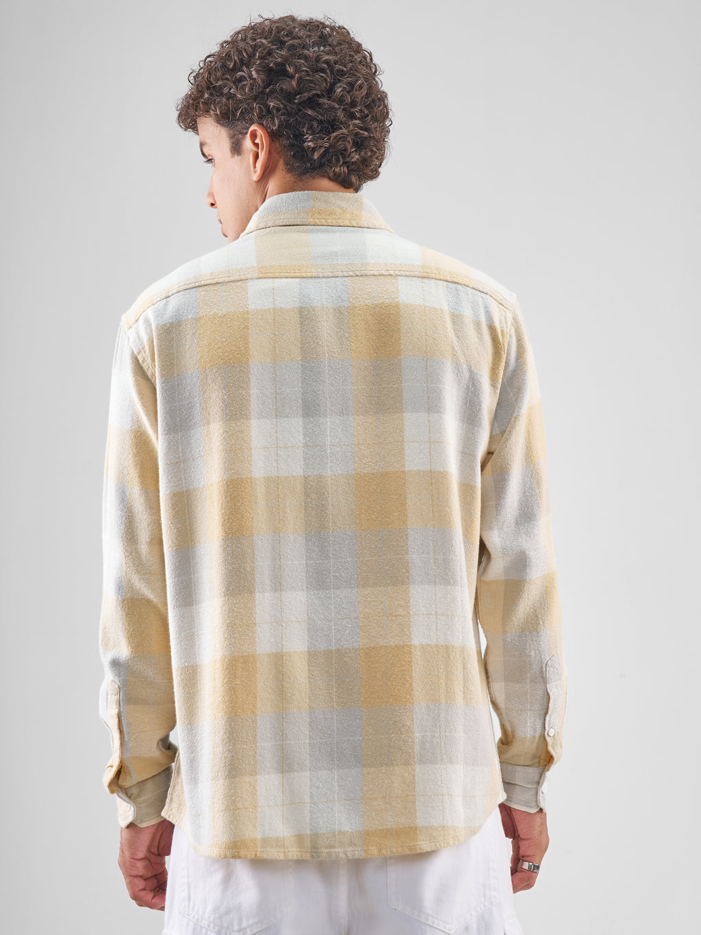 Highlander Men Yellow Checked Relaxed Fit Casual Shirt - Yellow - Image 3