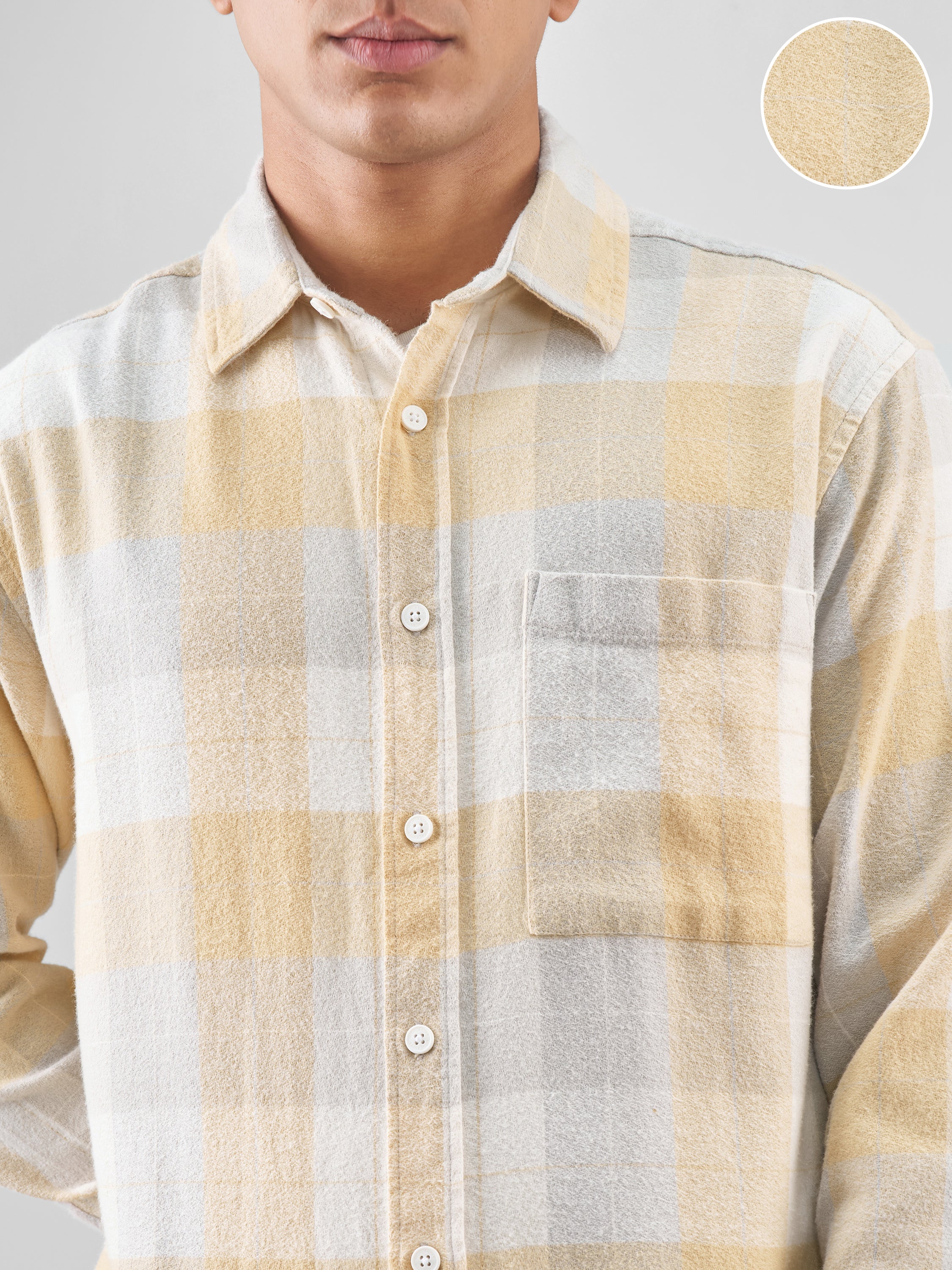 Highlander Men Yellow Checked Relaxed Fit Casual Shirt - Yellow - Image 5
