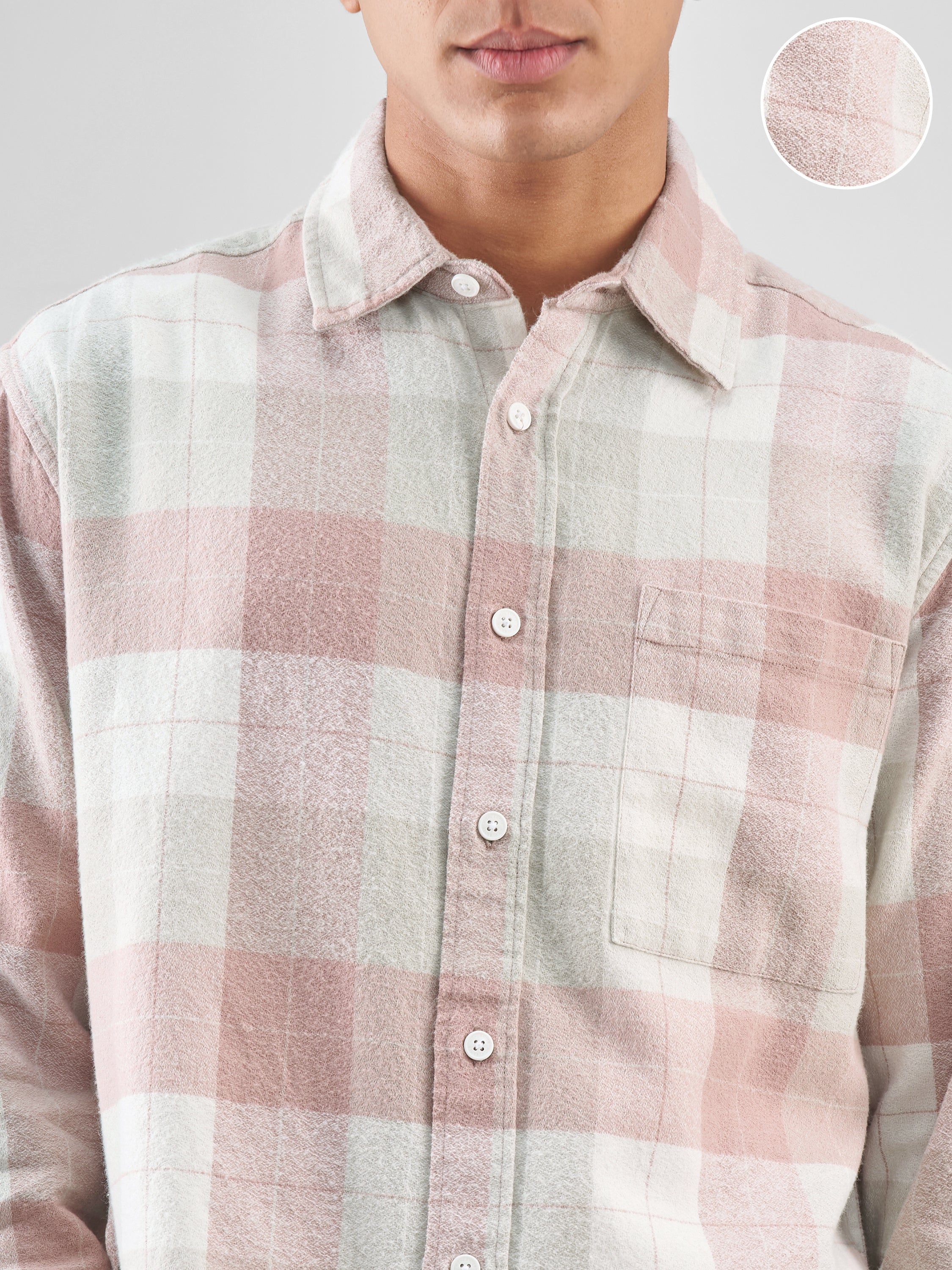 Highlander Men Pink Checked Relaxed Fit Casual Shirt - Pink - Image 5