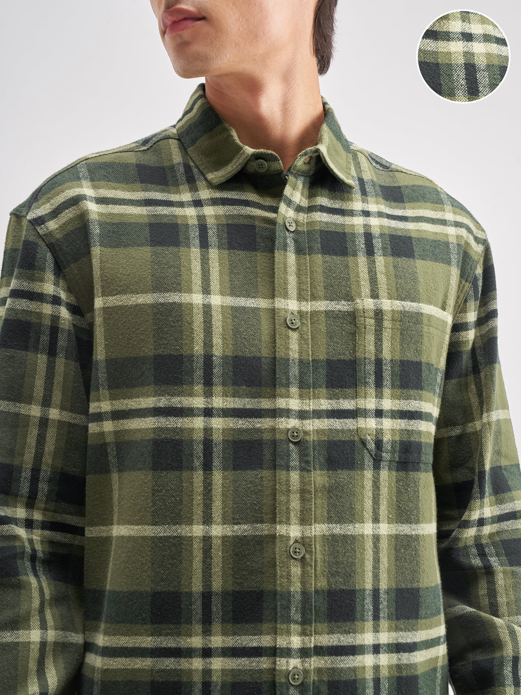 Highlander Men Olive Checked Oversized Fit Casual Shirt - Olive - Image 5