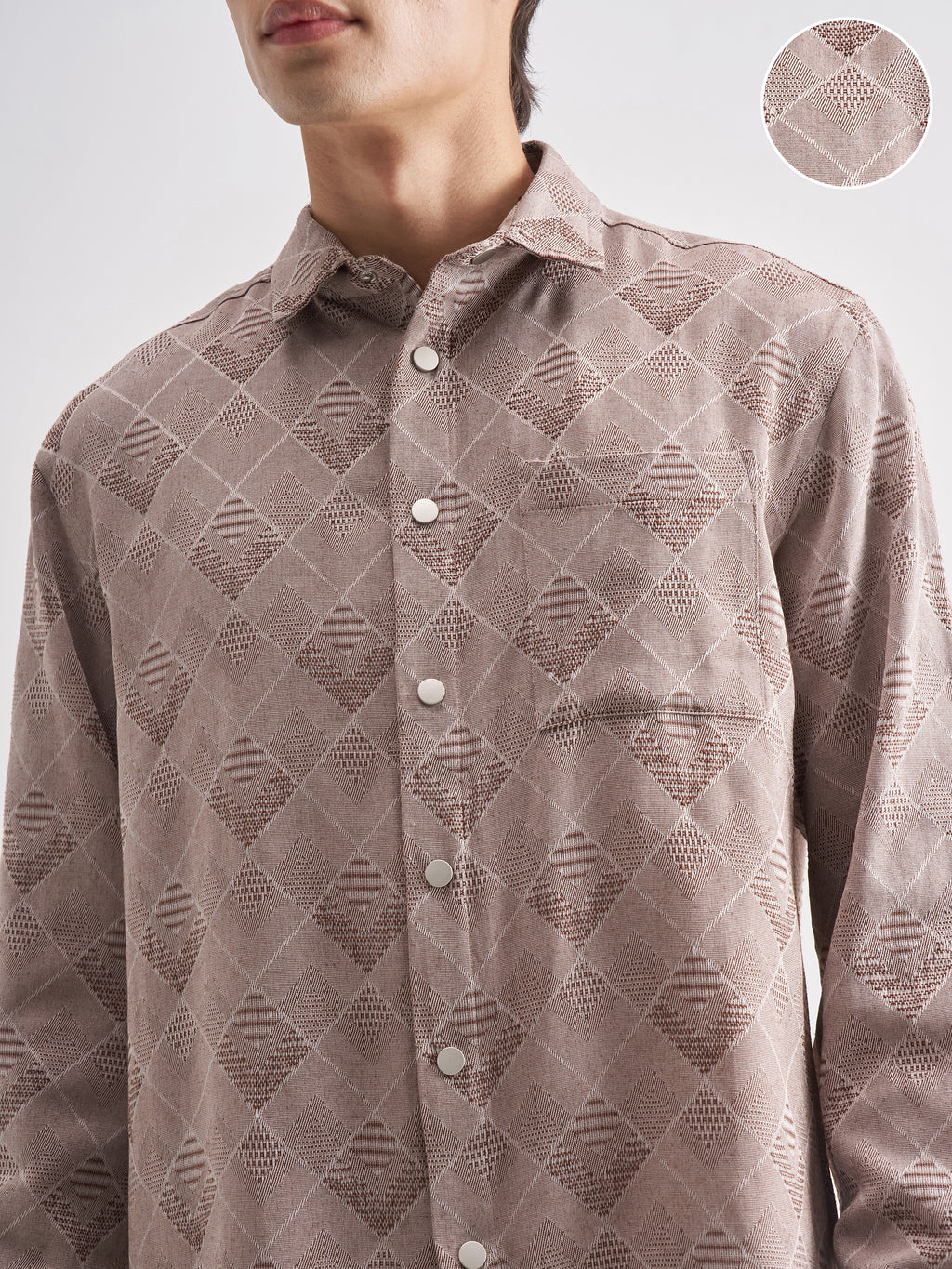 Highlander Men Mauve Self Design Relaxed Fit Casual Shirt - Mauve - Image 5
